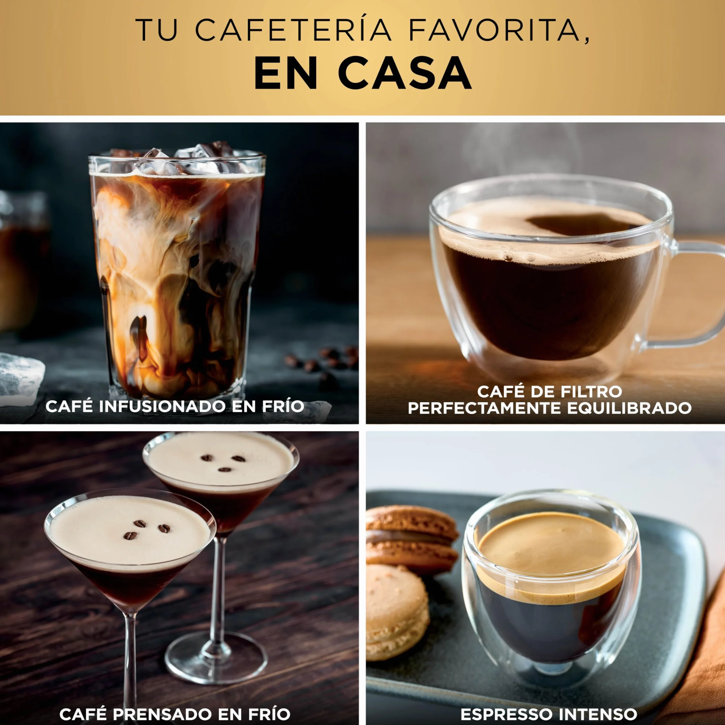 Ninja Luxe Premier Cafetera 3 en 1 Espresso Cold Brew Café Filtro Molinillo Espumador 25 Ajustes Molienda Plata ES601EU