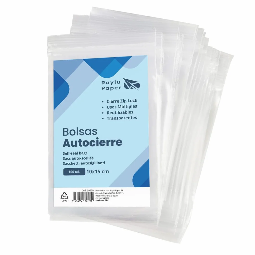 Bolsas Auto Cierre Zip Transparente Reutilizables 100 Pack 10x15