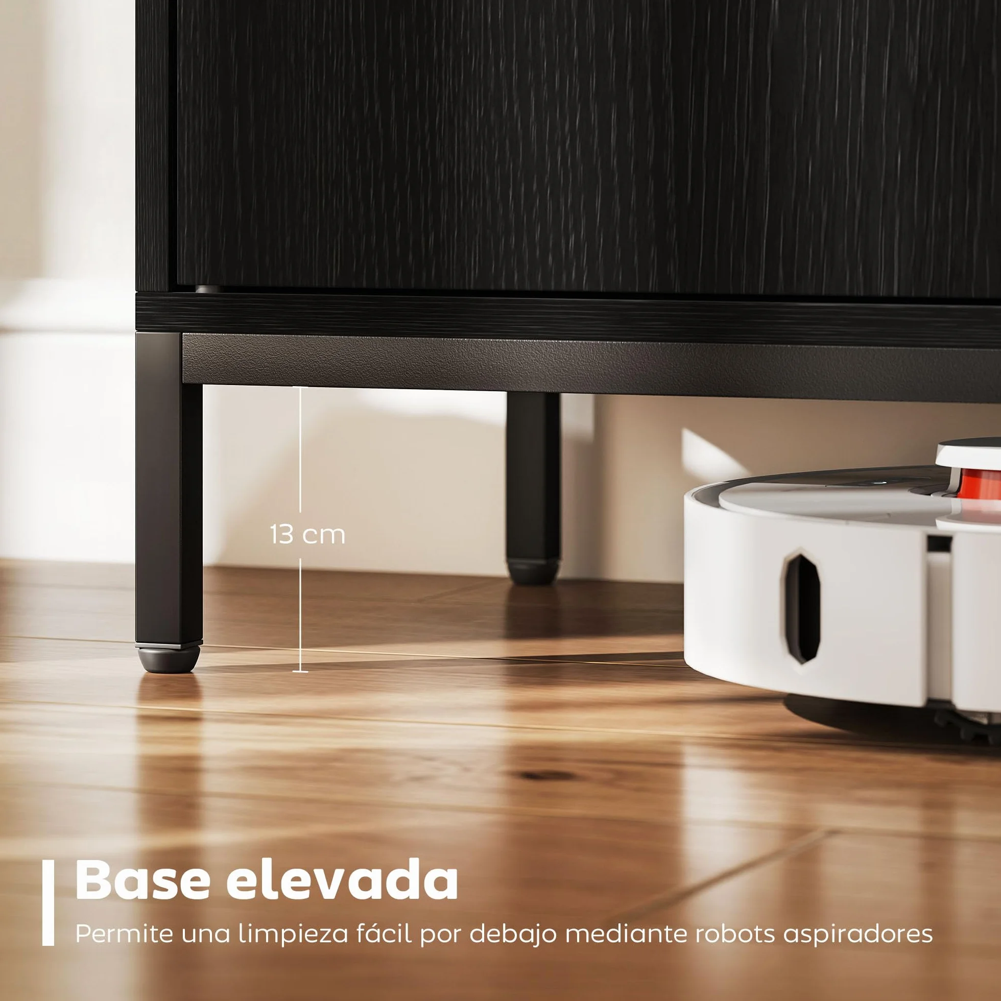 HOMCOM Aparador para Salón con 2 Puertas, Aparador de Cocina Moderno, Estante Ajustable y Base Elevada, para Comedor, Pasillo, Dormitorio, 80x40x90 cm, Negro
