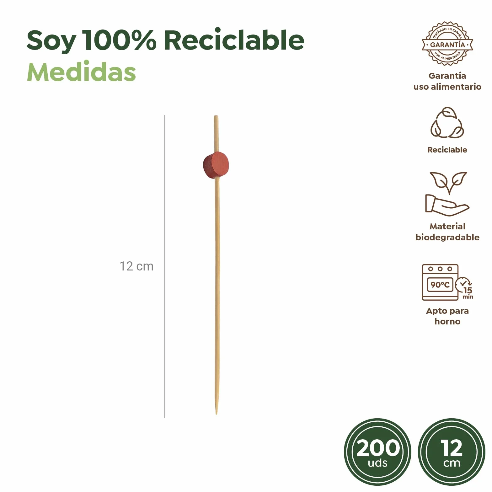 Pinchos Bambú Decorados 12 cm - Palillos para Aperitivos Catering - Horeca Collection Maxi Products