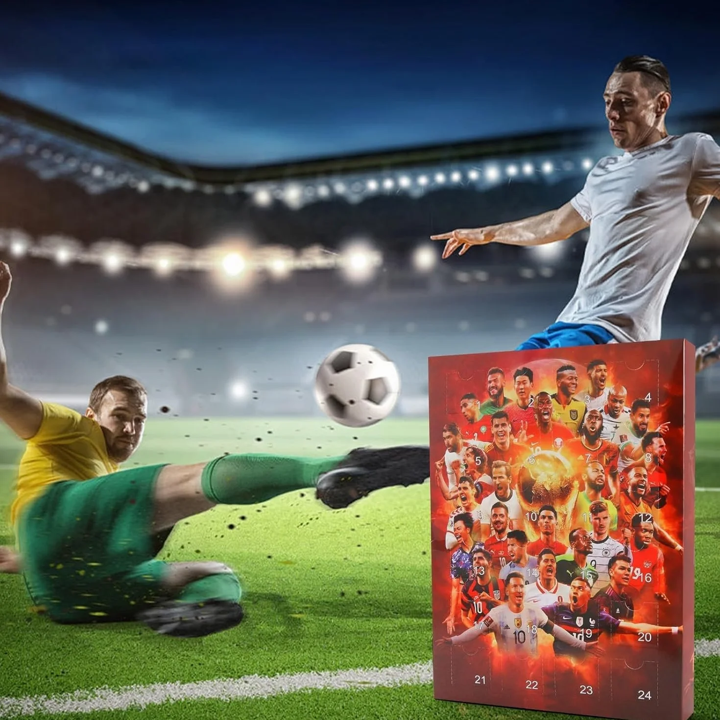 Calendario de Adviento de fútbol 2025, 24 accesorios, regalo de Navidad