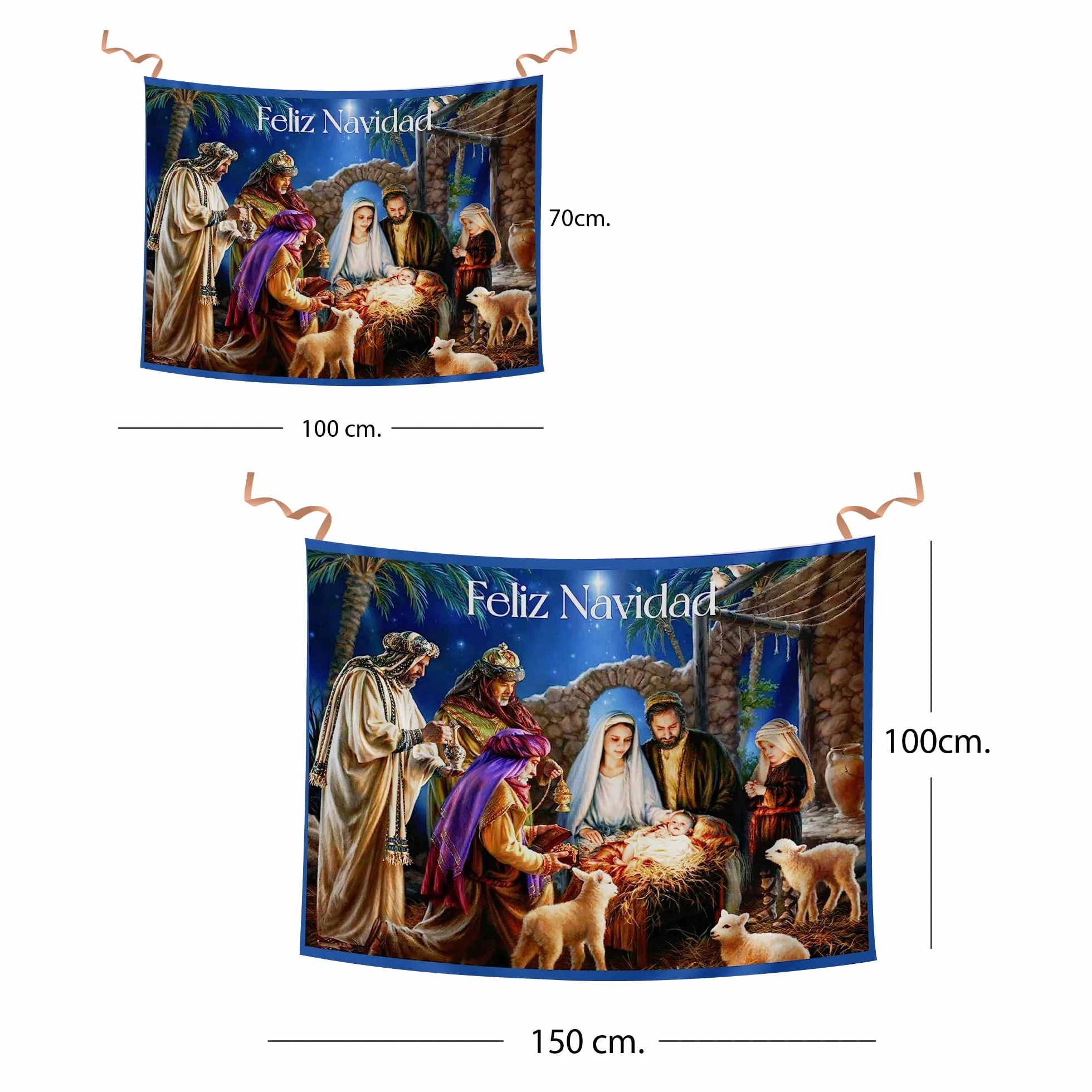 Balconera Navidad El niño Dios ha nacido Decoración navideña colgadura religiosa niño Jesús tela 100x70 cm