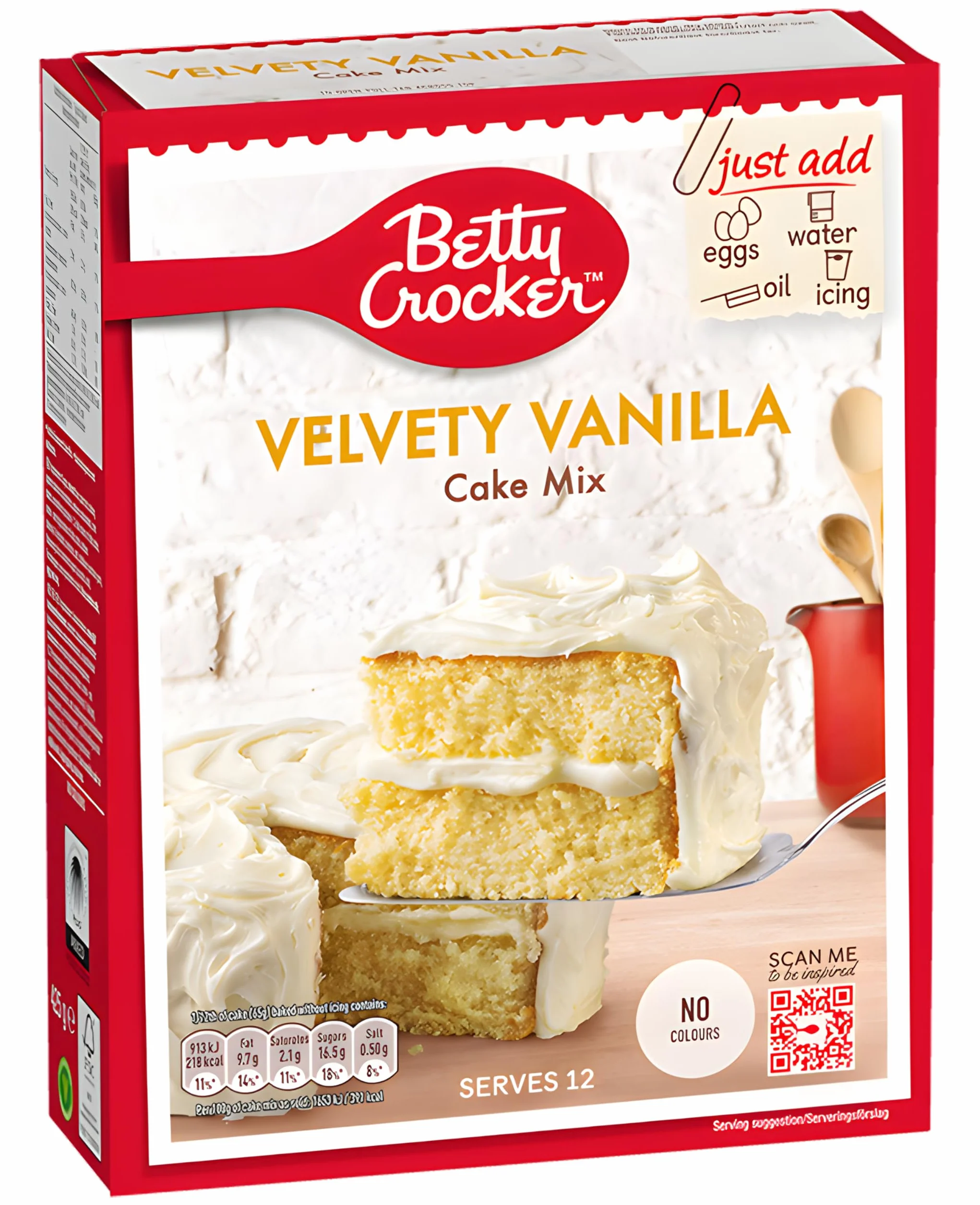Betty Crocker Velvety Vanilla Mezcla para Pastel de Vainilla, 12 Porciones