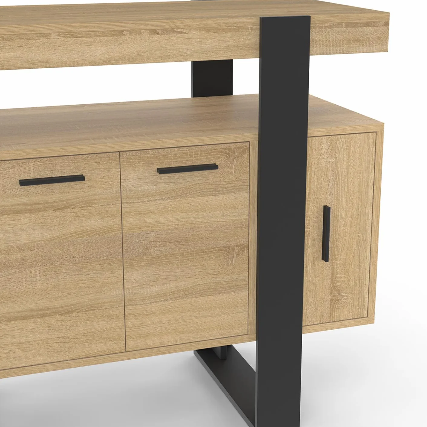 IDMarket Phoenix - Armario Aparador (100 cm, 4 puertas, madera y negro), color negro