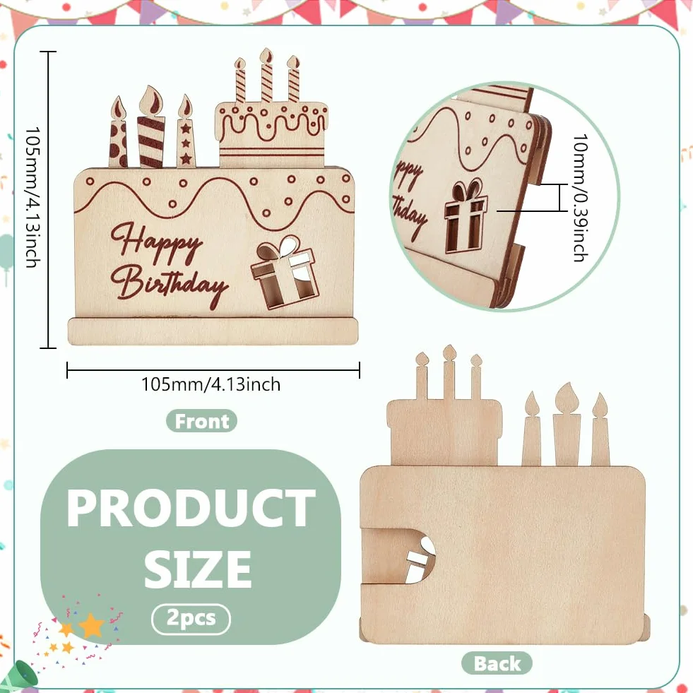 FINGERINSPIRE 2 soportes de madera para dinero, regalo de feliz cumpleaños, regalo de dinero, almendra blanqueada, soporte para dinero en efectivo, idea de regalo original de madera para cumpleaños,