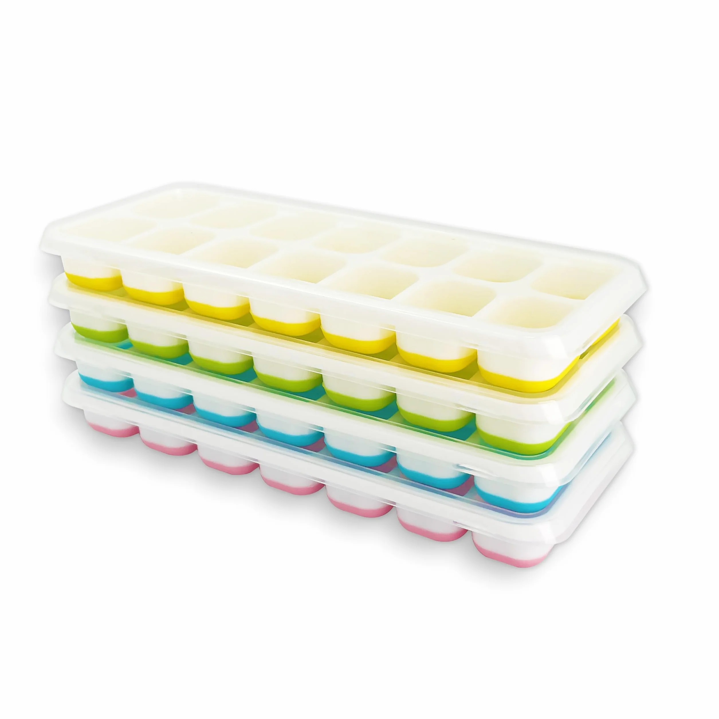 Cubiteras para Hielo con Tapa, Silicona Grado Alimenticio, Certificación LFGB, 4 Cubos