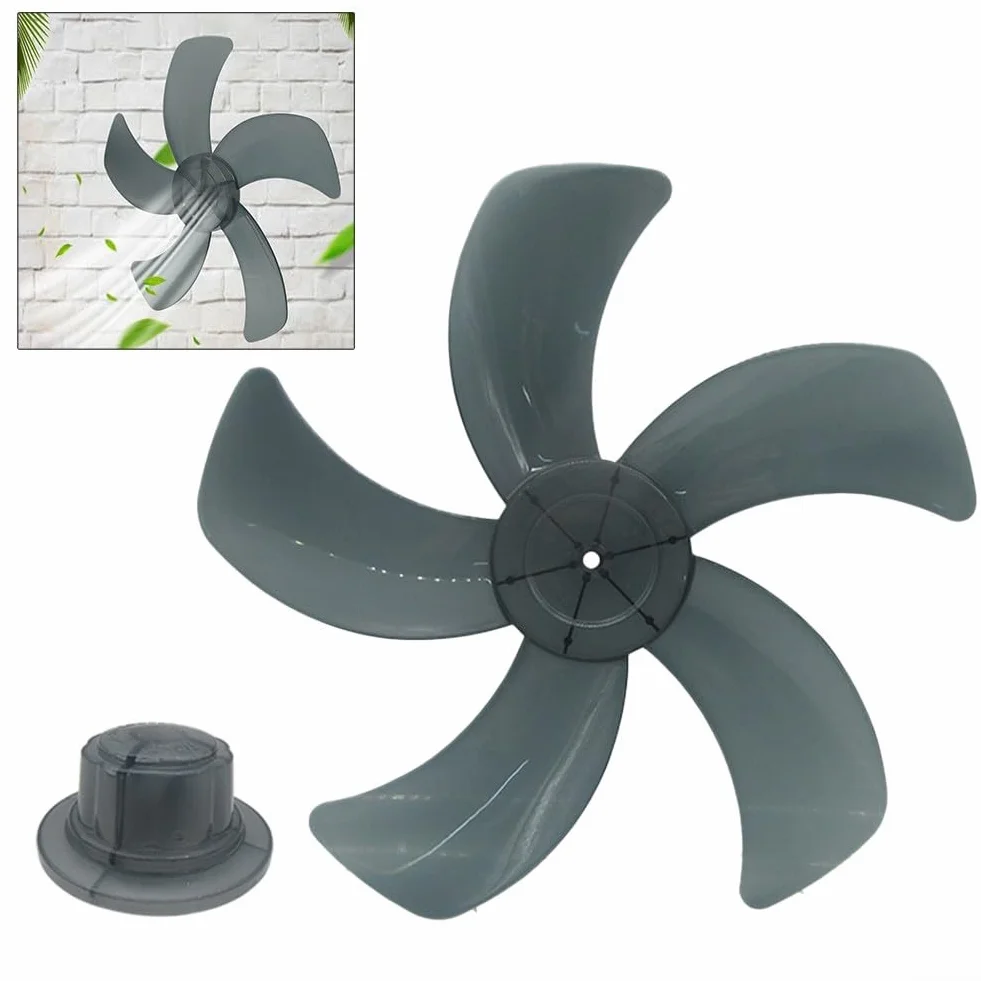 Besttoolifes Hoja de ventilador portátil de 16 pulgadas para ventiladores de pedestal, mesa y pared, radio de 20 cm, diseño de plástico de 5 hojas, refrigeración de bajo ruido, gris, compatible con
