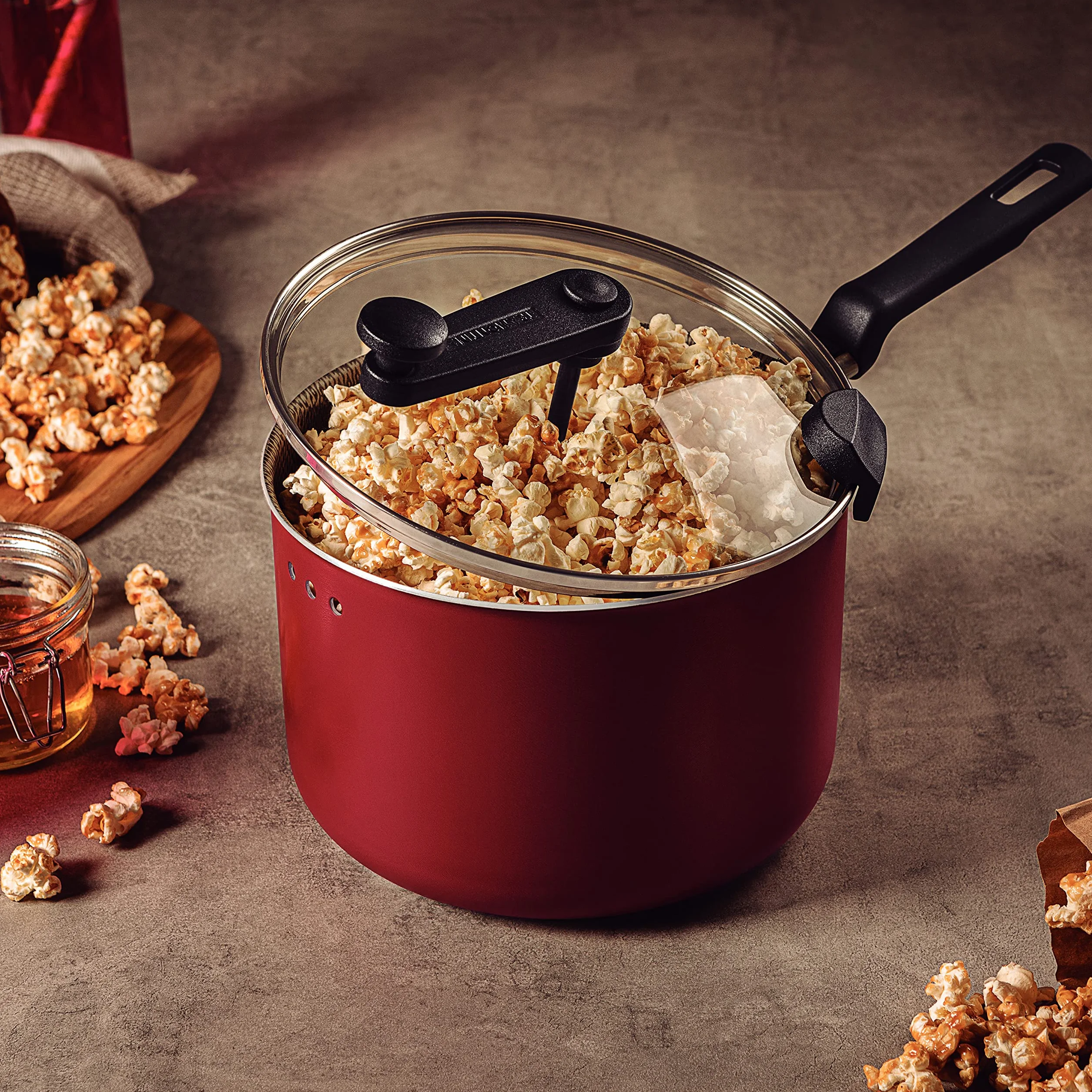 Tramontina Olla para Palomitas Loreto 20 cm 3.5 L Aluminio Antiadherente Rojo