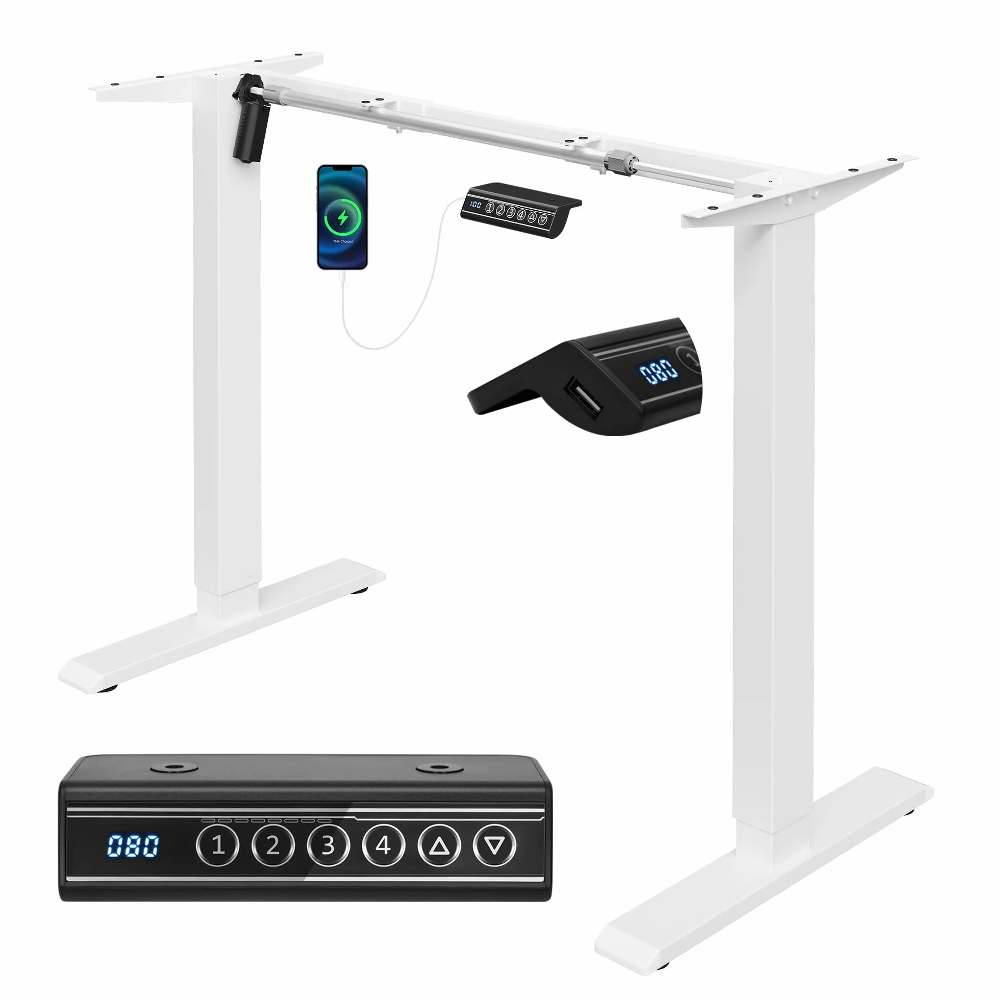 WOLTU Marco de Mesa Elevable, Estructura de Escritorio Elevable Eléctrico, Escritorio Regulable en Altura Ergonomica, Entre 72-120 cm, con Función de Memoria y Proteccion Anticolision, Blanco