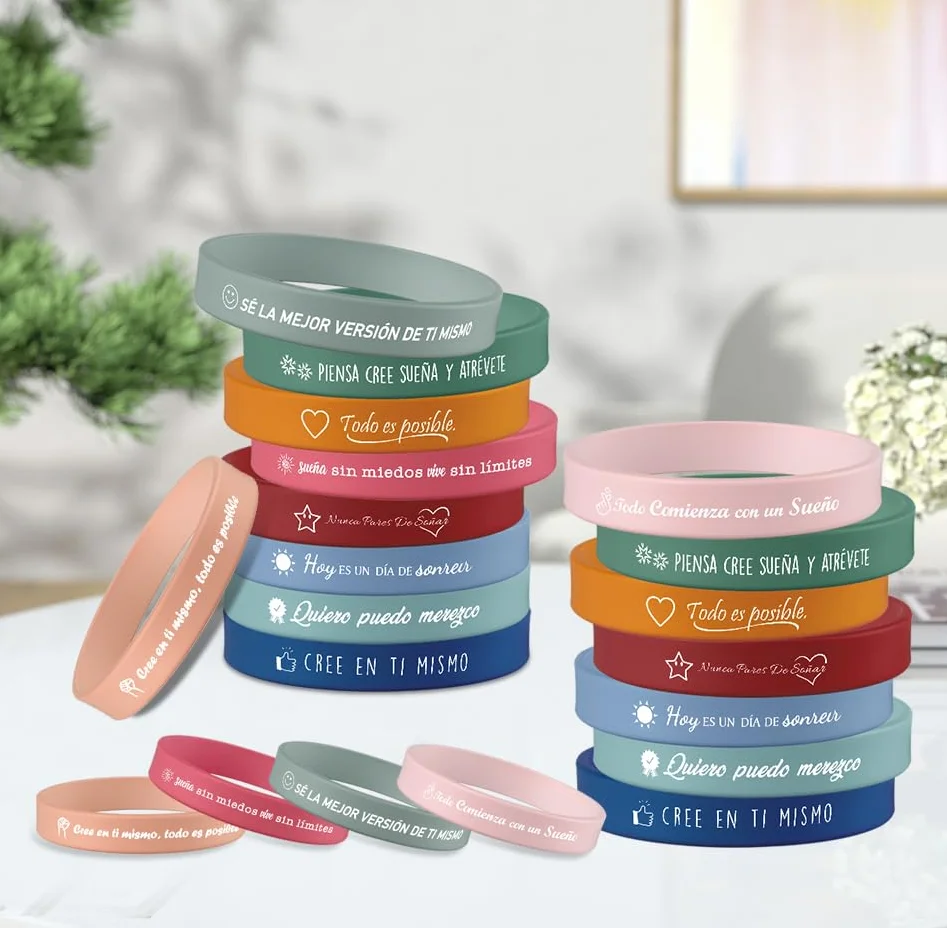 Pulseras motivacionales inspiradoras con frases de silicona, regalos motivacionales para adolescentes, estudiantes, colegas