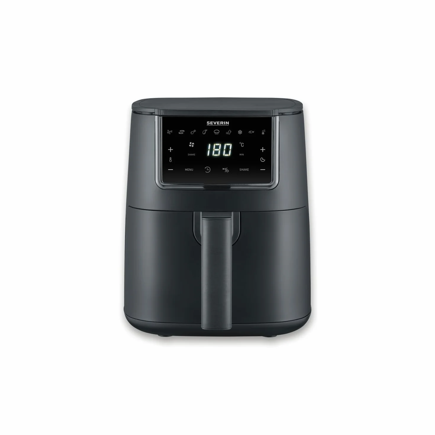 SEVERIN Freidora de aire FryLight Single, cocinado versátil, pantalla táctil, 8 programas automáticos, función de conservación del calor, 4L, revestimiento antiadherente, 1300W, negro, FR 2461