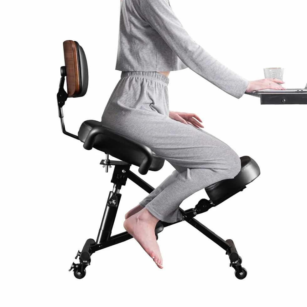 Silla ergonómica de rodillas con soporte trasero, silla de escritorio ajustable para el hogar y la oficina, reduce la presión sobre tus espinillas