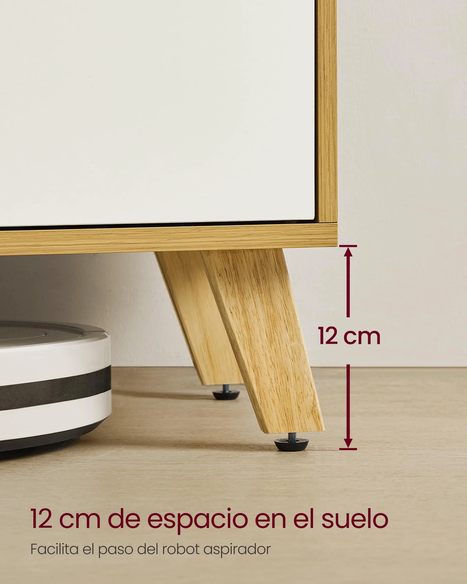VASAGLE Mueble de TV de 2 Puertas, Soporte con Estantes Ajustables, 140 cm, para TV de 60 Pulgadas, Roble Natural y Blanco Crema LTV027N01