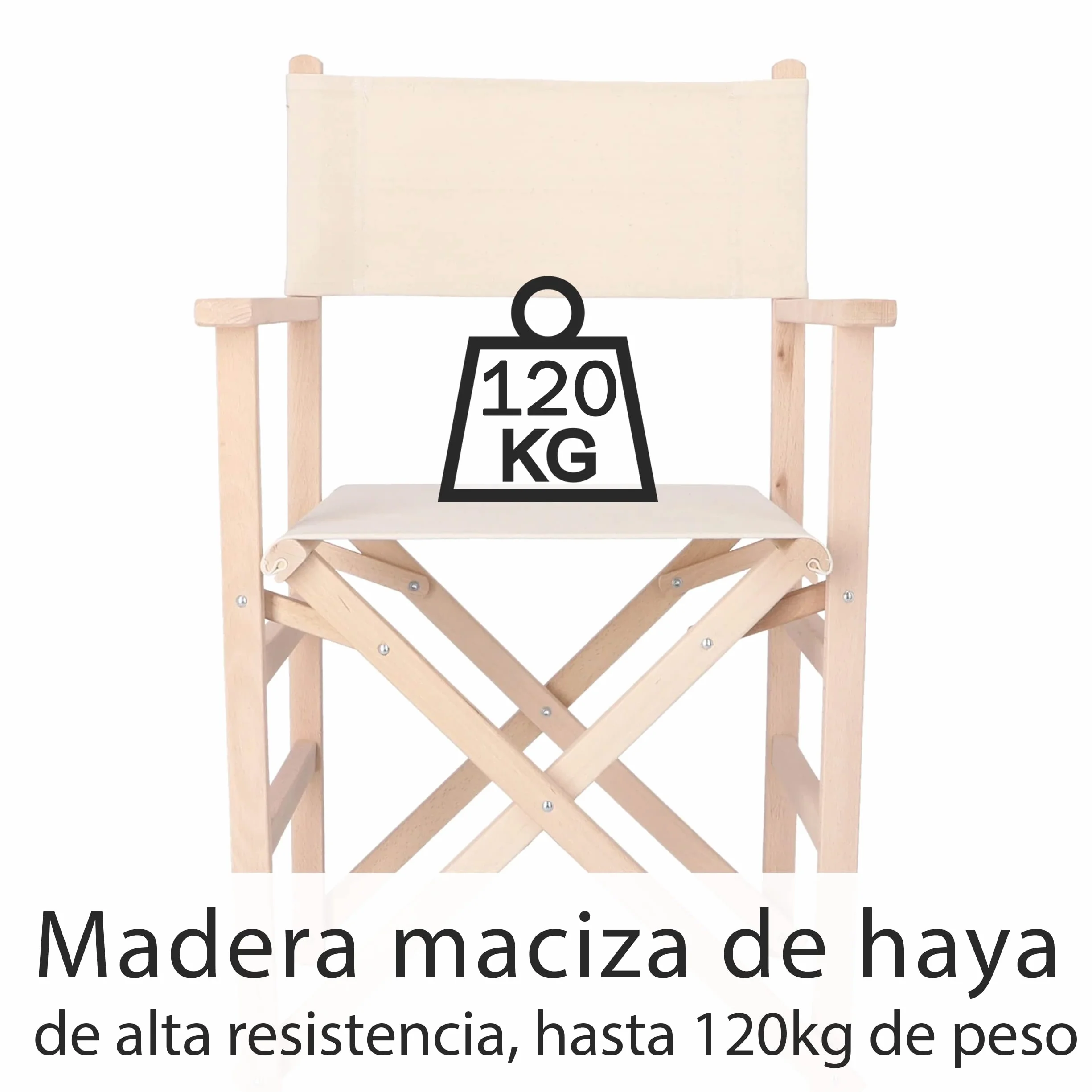 Aranaz - Sillón Director Plegable Sin Barniz Lona, Cruda