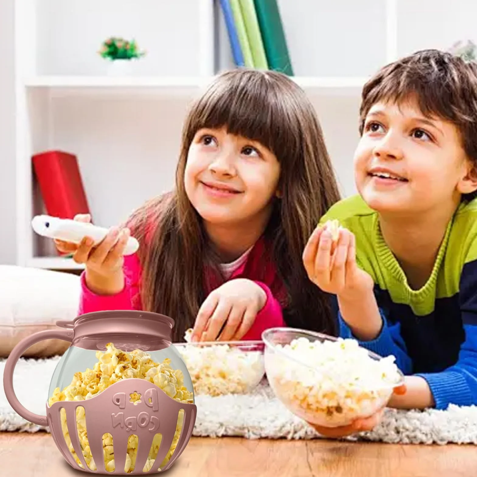 Máquina para hacer palomitas de maíz, cuenco de 2.25 cuartos de galón, vidrio de borosilicato apto para lavavajillas