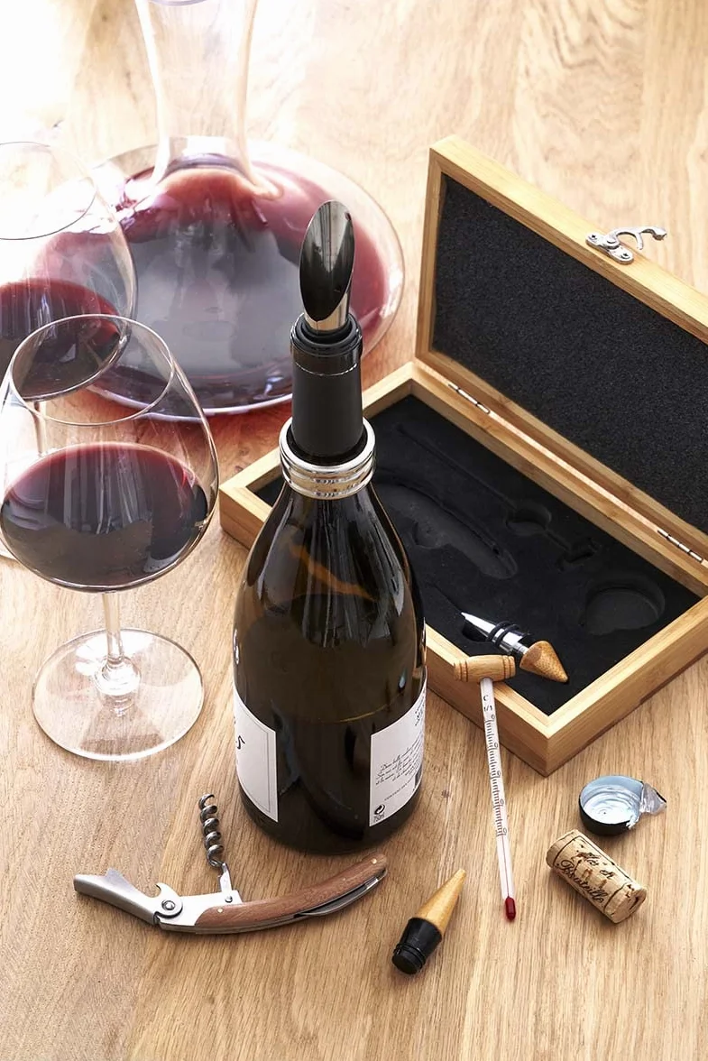 Pradel Excellence RT802HSaca Corcho Caja Sumiller Bambu para 1 Botella con 4 Accesorios