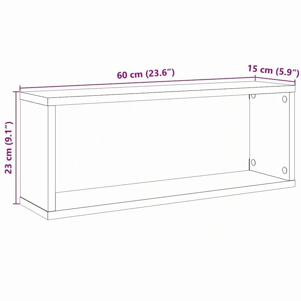 vidaXL Estantes Cubo Pared Estantería Colgante CD Libros Decoración Contrachapada Blanco Sonoma 60x15x23cm