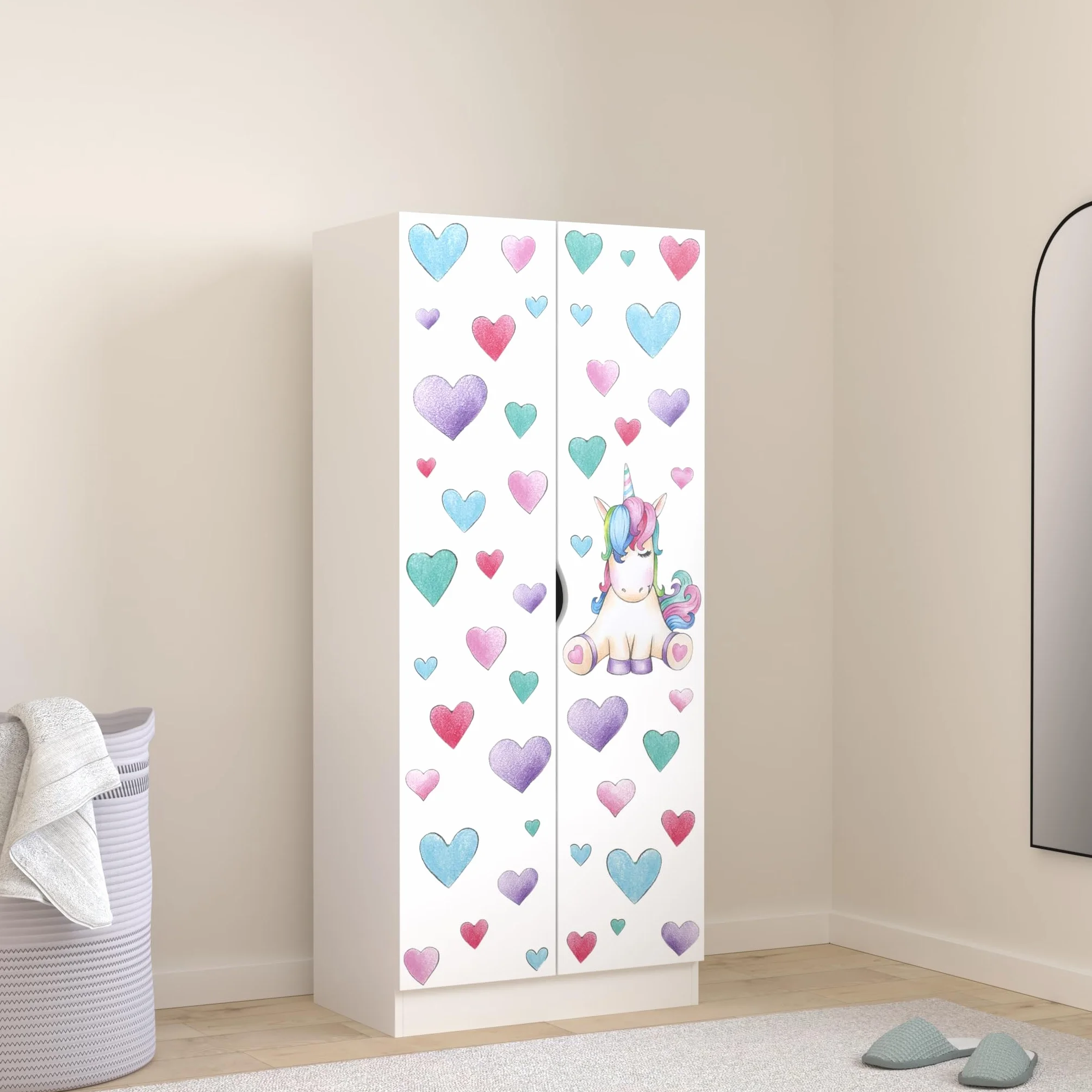 Armario Blanco Roma 2 Puertas MDF 70x42,5x161,5 cm Mueble Dormitorio Unicornio
