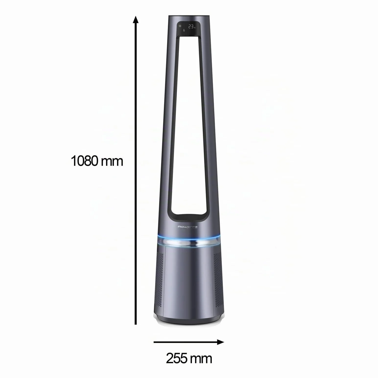 Rowenta 2 en 1 Purificador de Aire y Ventilador, 12 Velocidades, Oscilación, Filtra Partículas Finas hasta el 99,95%, Silencioso, Mando a Distancia, Plata, Eclipse, QU5030