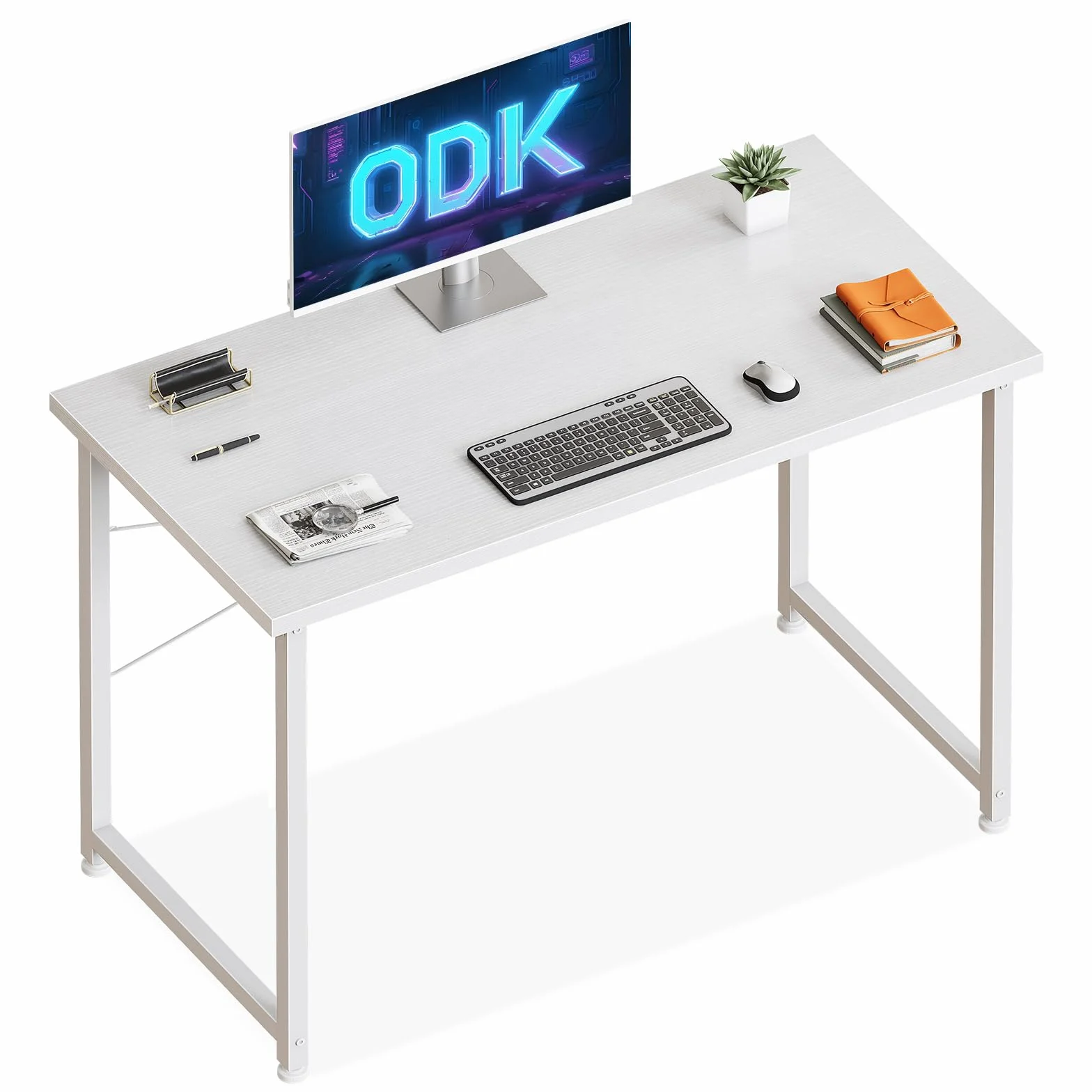 ODK Escritorio Pequeña 100x48cm Mesa de Estudio con Pies Ajustables Blanco
