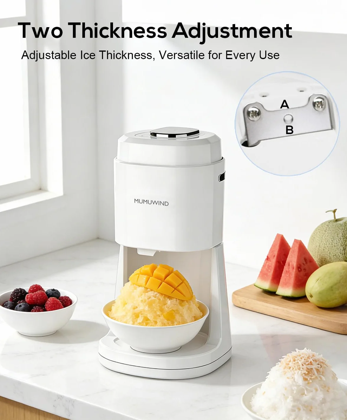 Picadora de hielo eléctrica, Máquina para hacer granizados, Trituradora de hielo (white)
