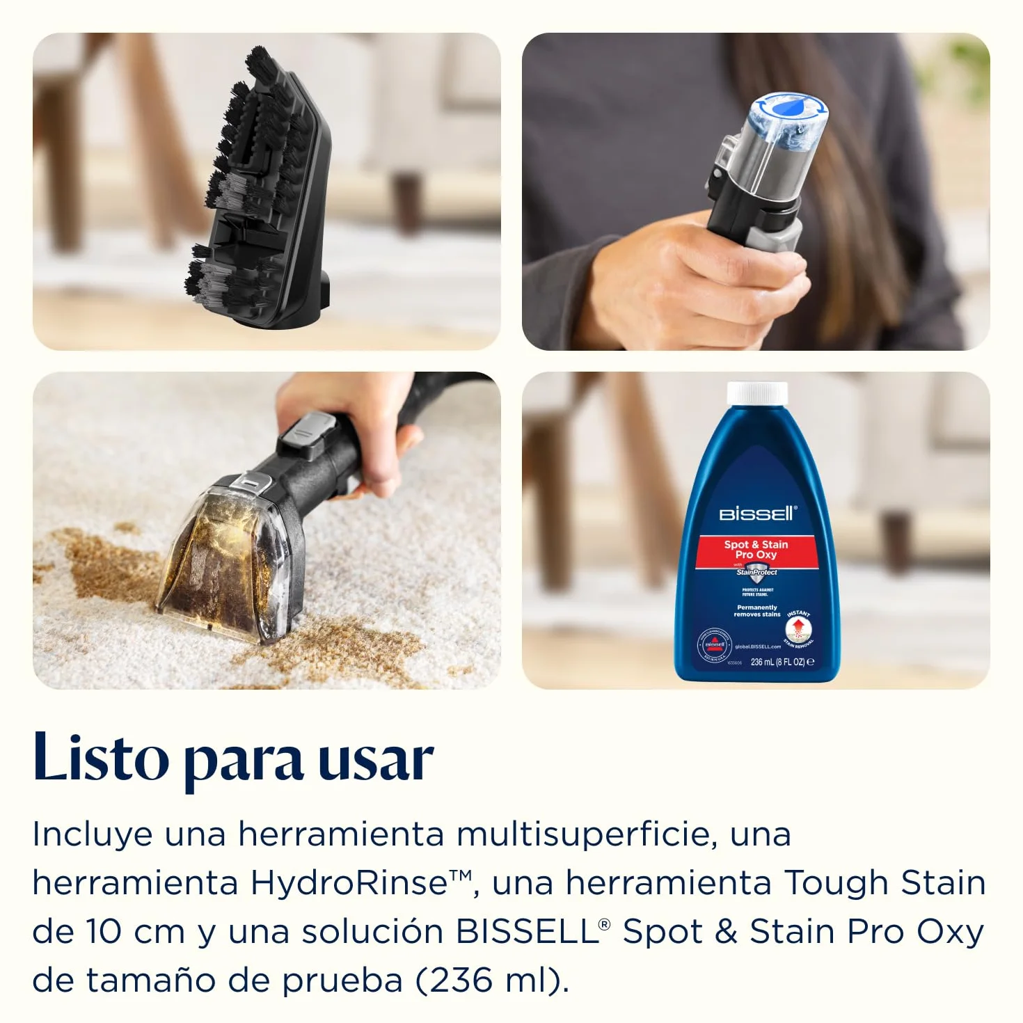 BISSELL SpotClean HydroSteam Aspiradora de Agua Tapicería 1000W 3689N