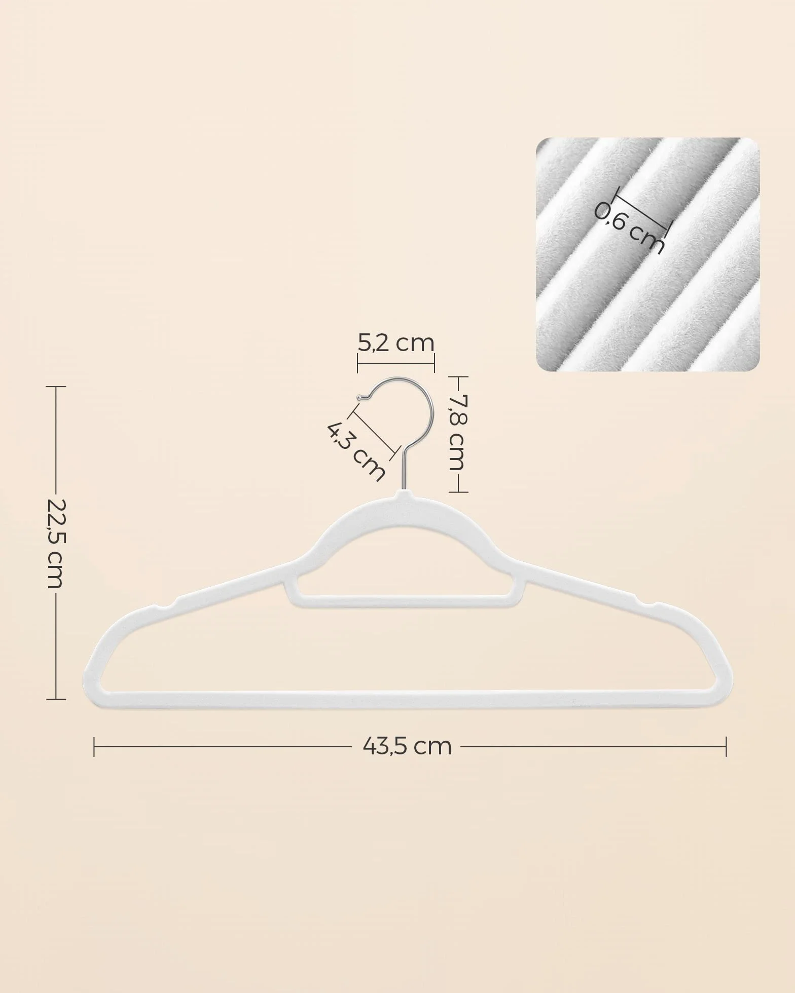SONGMICS Perchas de Terciopelo Antideslizantes Juego 50 Negro Plata 43.5 cm CRF020W02