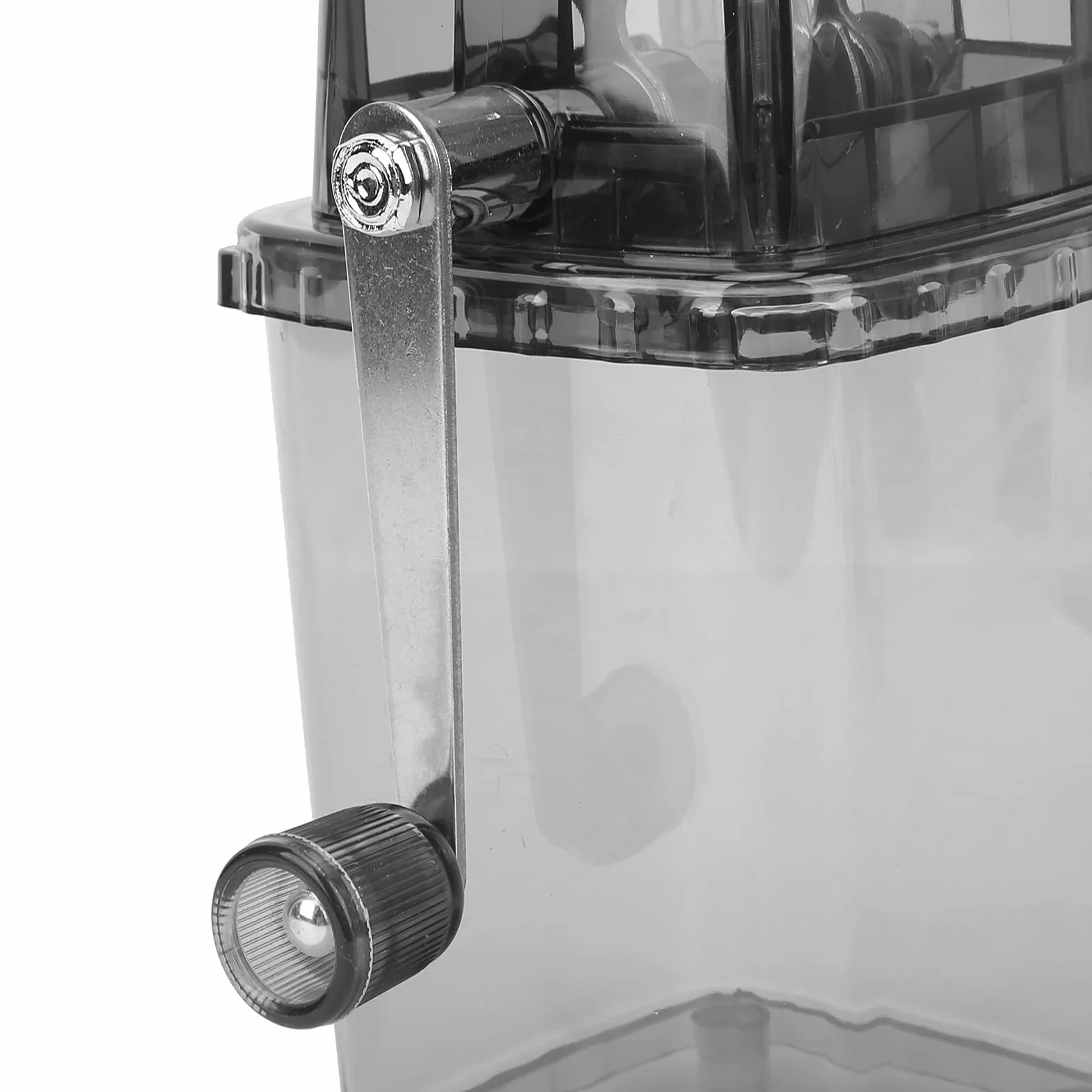 Trituradora de hielo con manivela de acero inoxidable transparente portátil