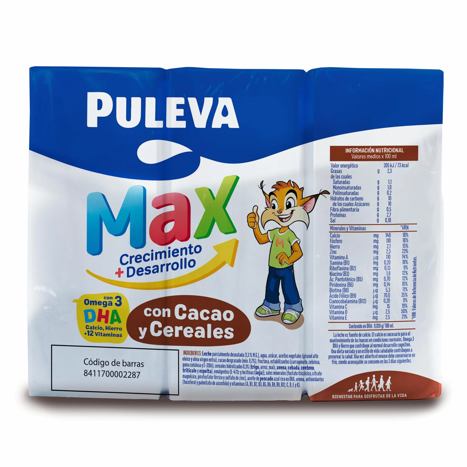 Puleva Max Cereales y Cacao Leche de Crecimiento +3 Años 10 Packs 3x200ml