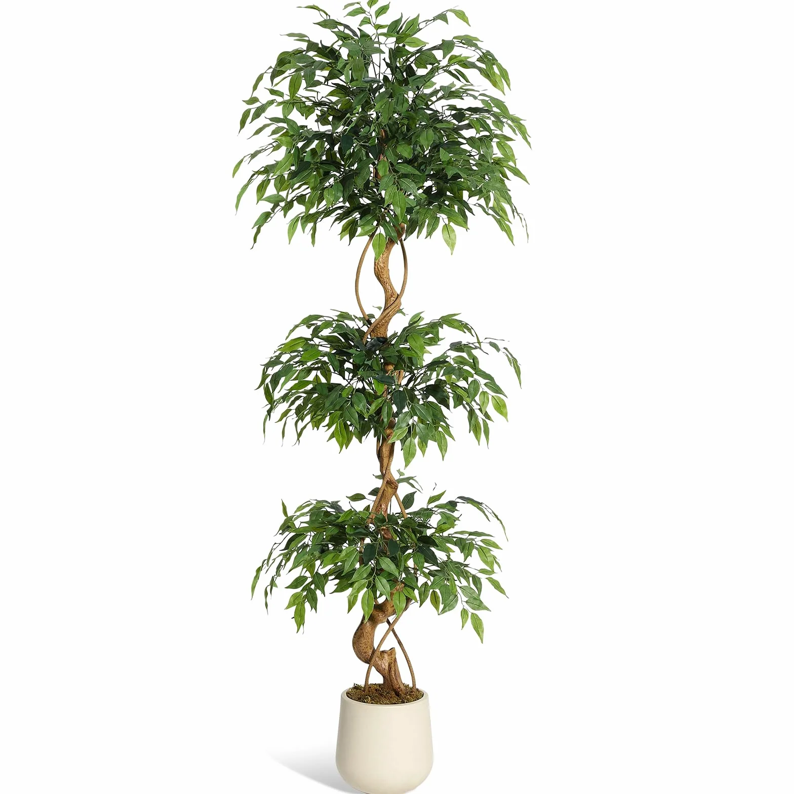 Litake Plantas Artificials Decorativas Ficus 180cm, Tronco Curvo Elegante, Arboles Artificiales Interior Hiperrealista para, Hogar, Oficina, Casa, Salón, Dormitorio
