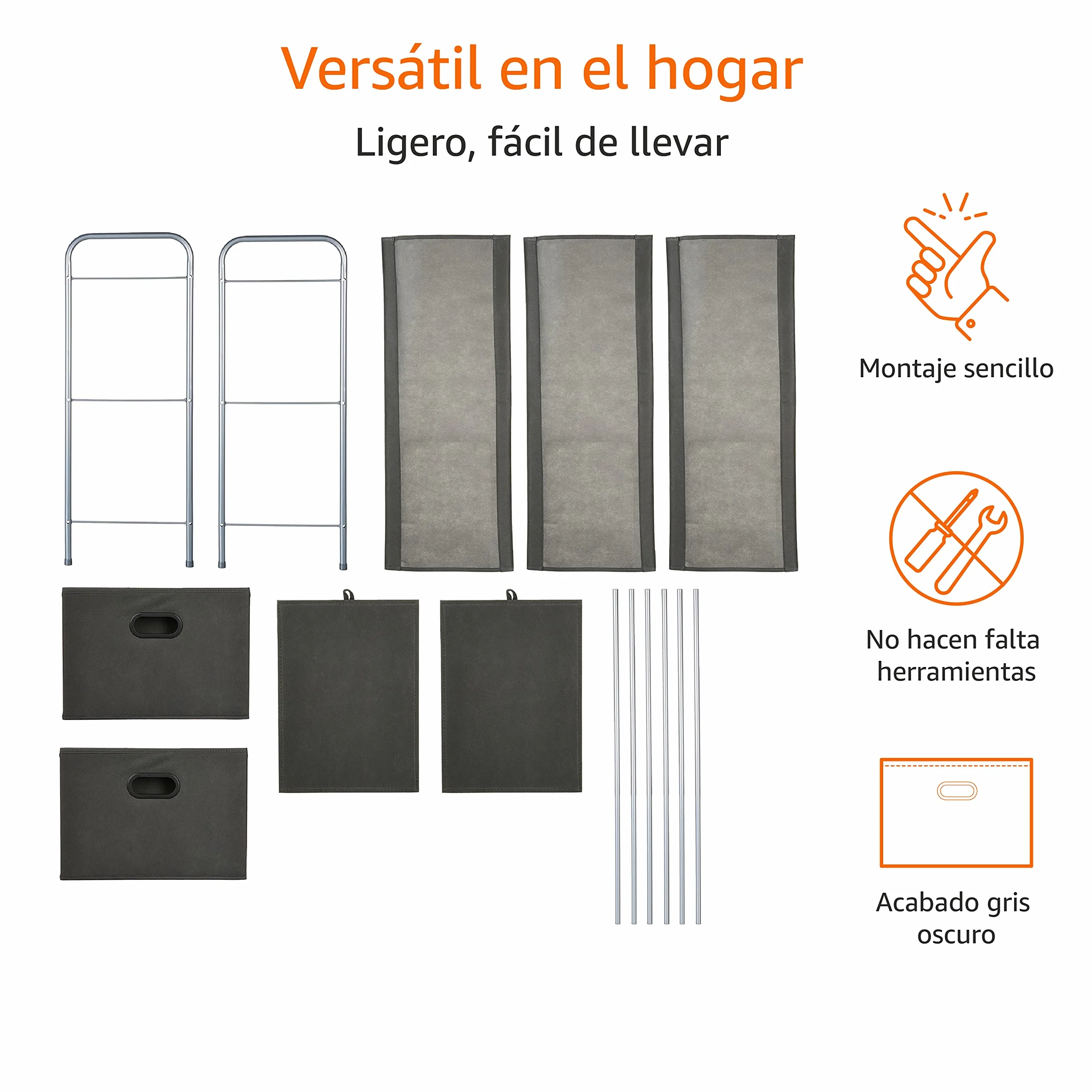 Amazon Basics Organizador de Armario 83x31x78.7 cm Gris
