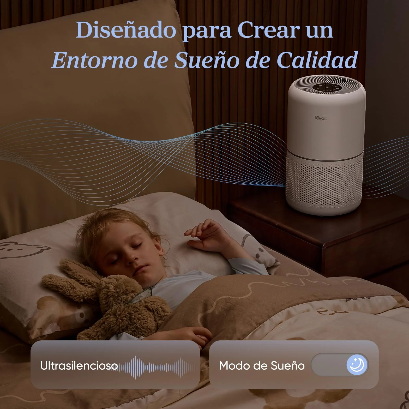 LEVOIT Purificador de Aire con Filtro Hepa, Purificador Aire Hogar para Alergias, Flitros Personalizados Elimina 99,97% del Polen, Polvo, Olores de Mascotas, Modo Sueño y Temporizador