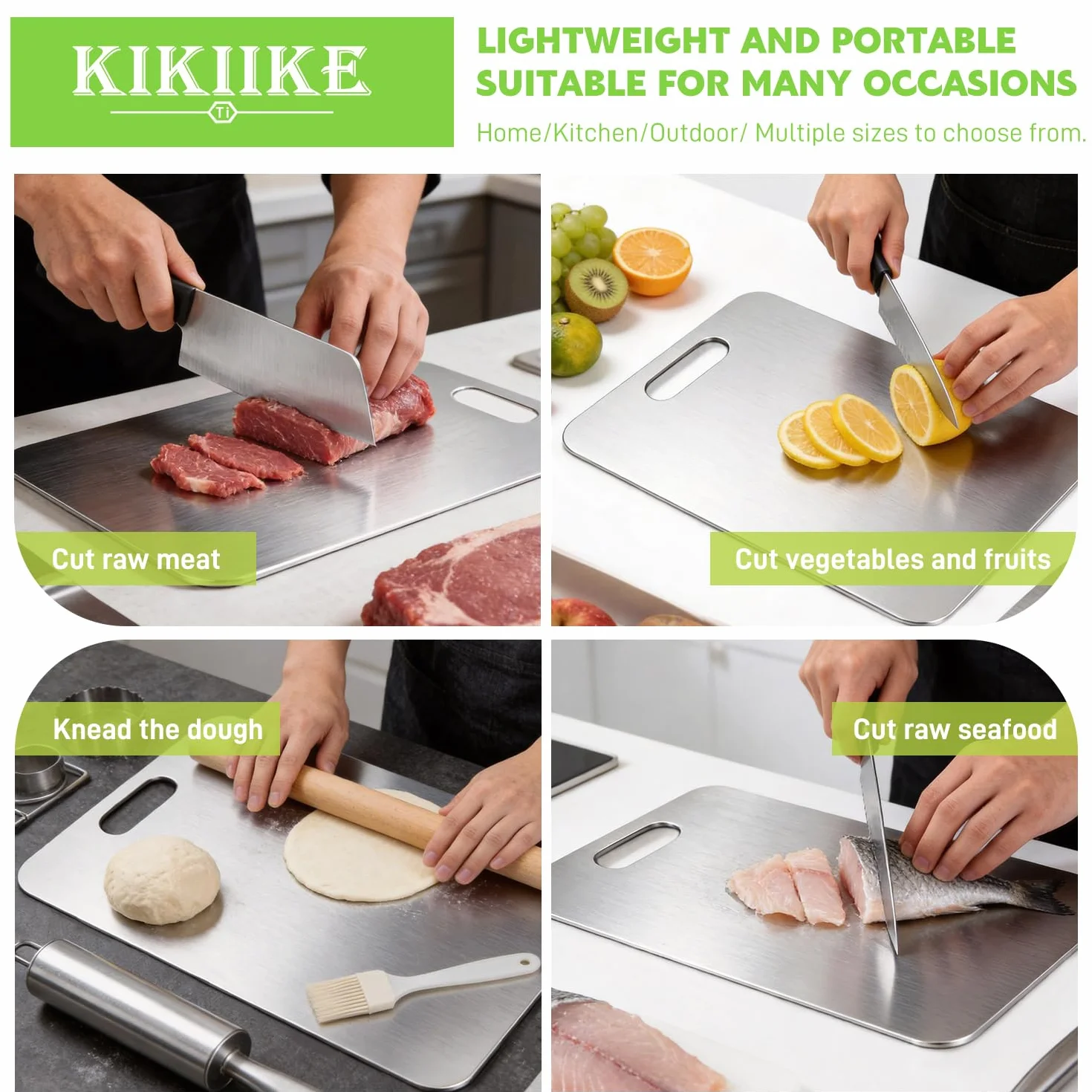 Tabla de Cortar de Titanio Puro Doble Cara Alimentario 39x28 cm Antimanchas Duradera