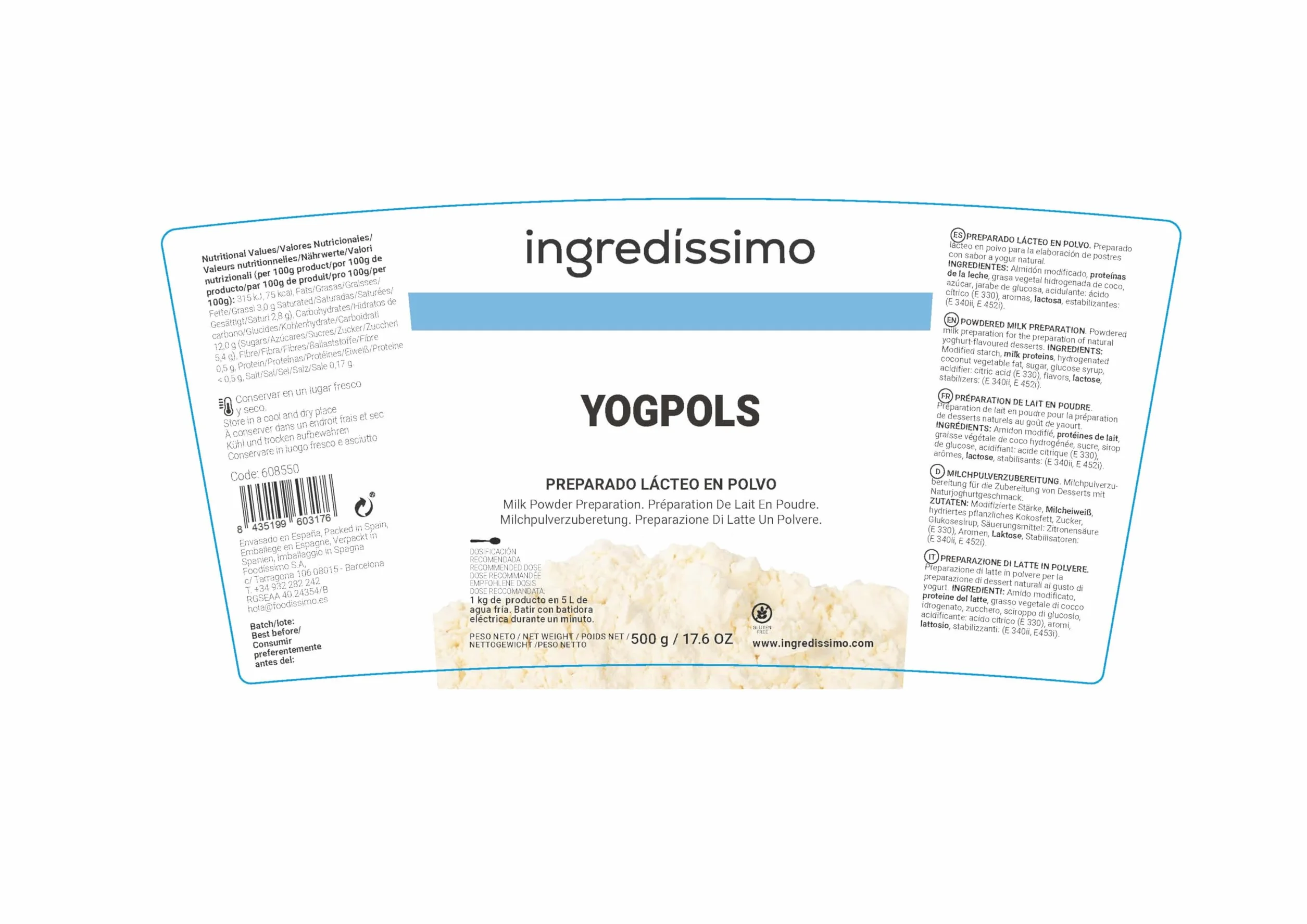 Yogpols 500g Yogur en Polvo Deshidratado Sabor Intenso Control Humedad