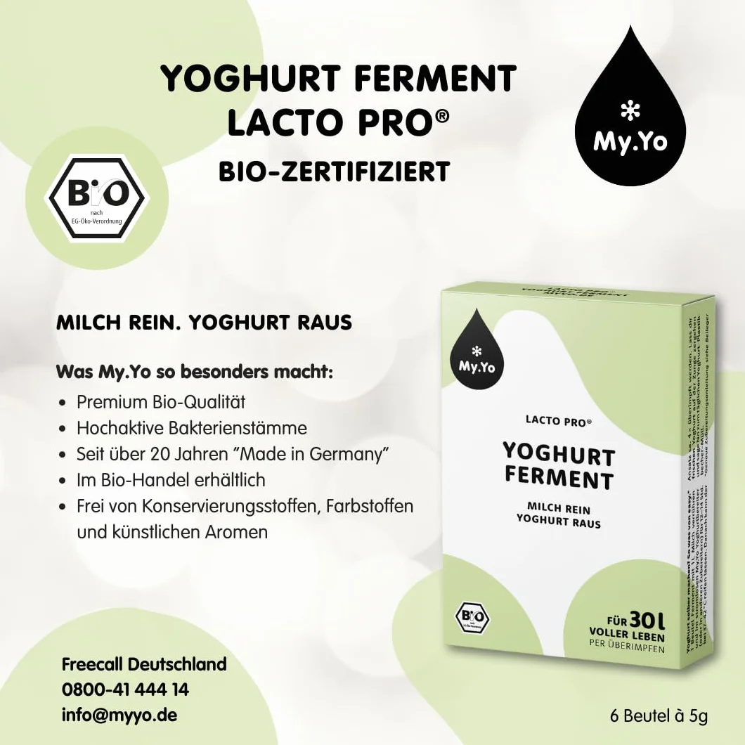 Fermento para Yogur Ecológico Lacto Pro, 6x5 gr, Hasta 30 Litros