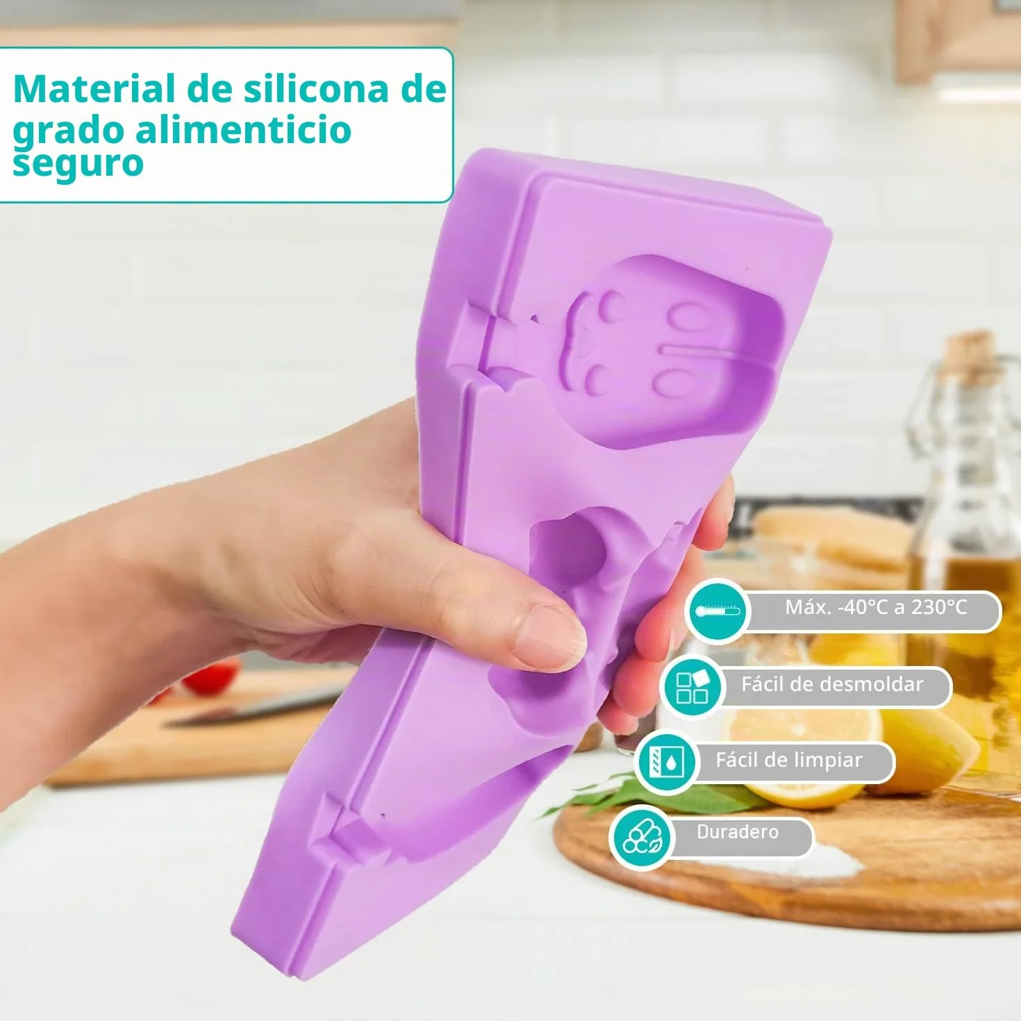 KEELYY Moldes de Helado de Silicona 3 Cavidades con 6 Palos Reutilizable Sin BPA, Juego DIY Popsicle para Postre Congelado