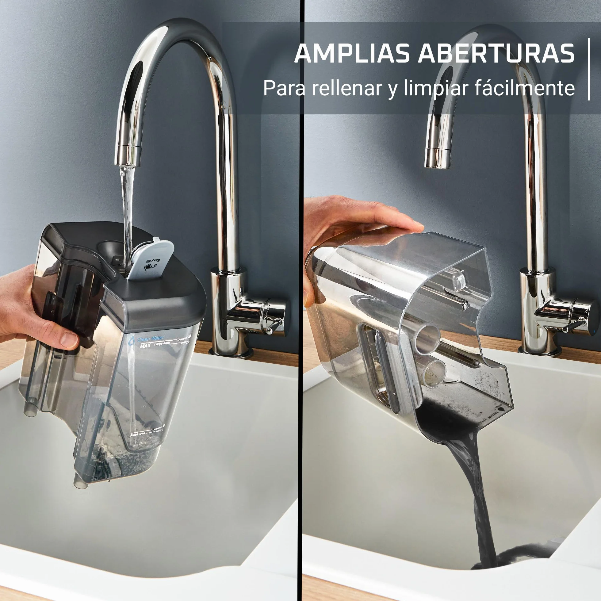 Rowenta Clean It, Aspirador de tapicerías Multiuso, Gran depósito extraíble de 1,8 L de Agua Limpia y 1,5 L de Agua Residual, Diseño Compacto, 12,5 kPa, 400 W, Autolimpieza, IN5010 (Reacondicionado)