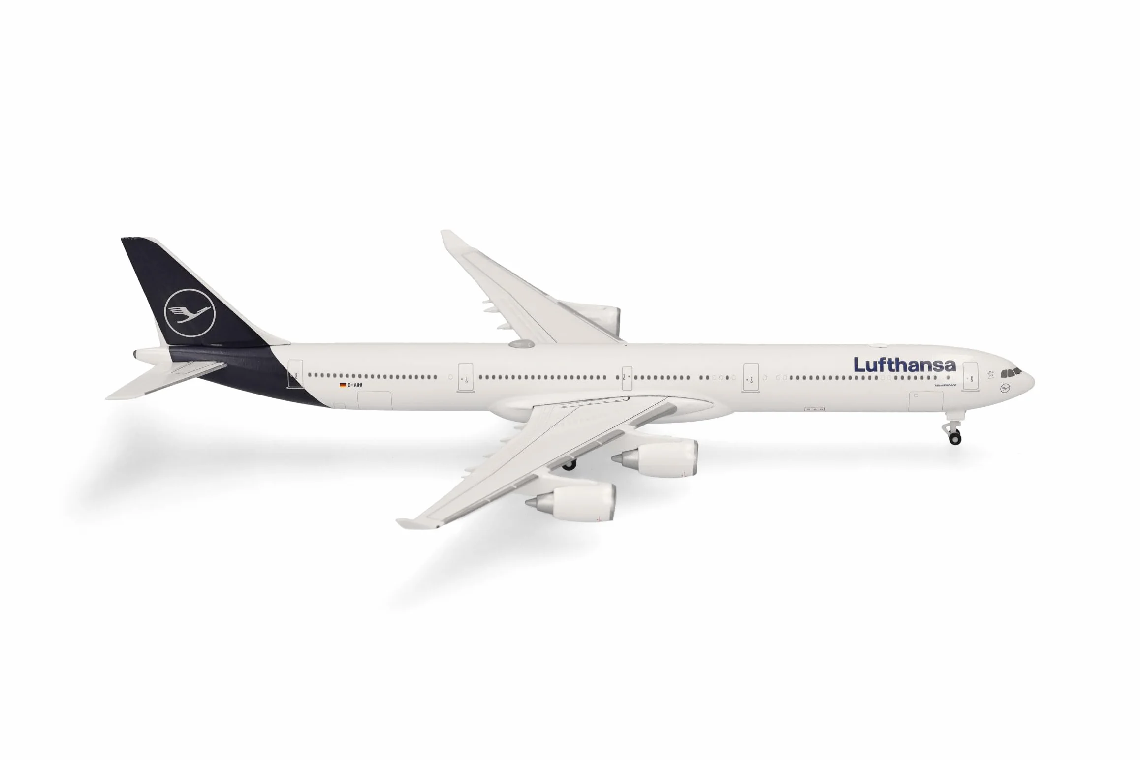 Herpa Avión en Miniatura Lufthansa Airbus A340-600, Miniatura a Escala 1:500, Pieza de colección, Modelo de avión sin Base, Metal