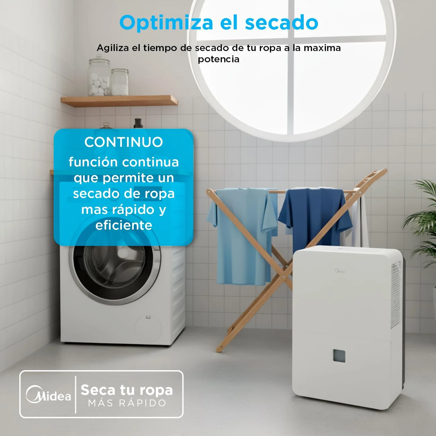 MIDEA Deshumidificador de humedad interior 50L/Dia | Depósito extraible de 6L, APP/Wifi, Modo Confort, Temporizador de 24H | Desumidifador Industrial de Gran capacidad hasta 120 m2/300 m3