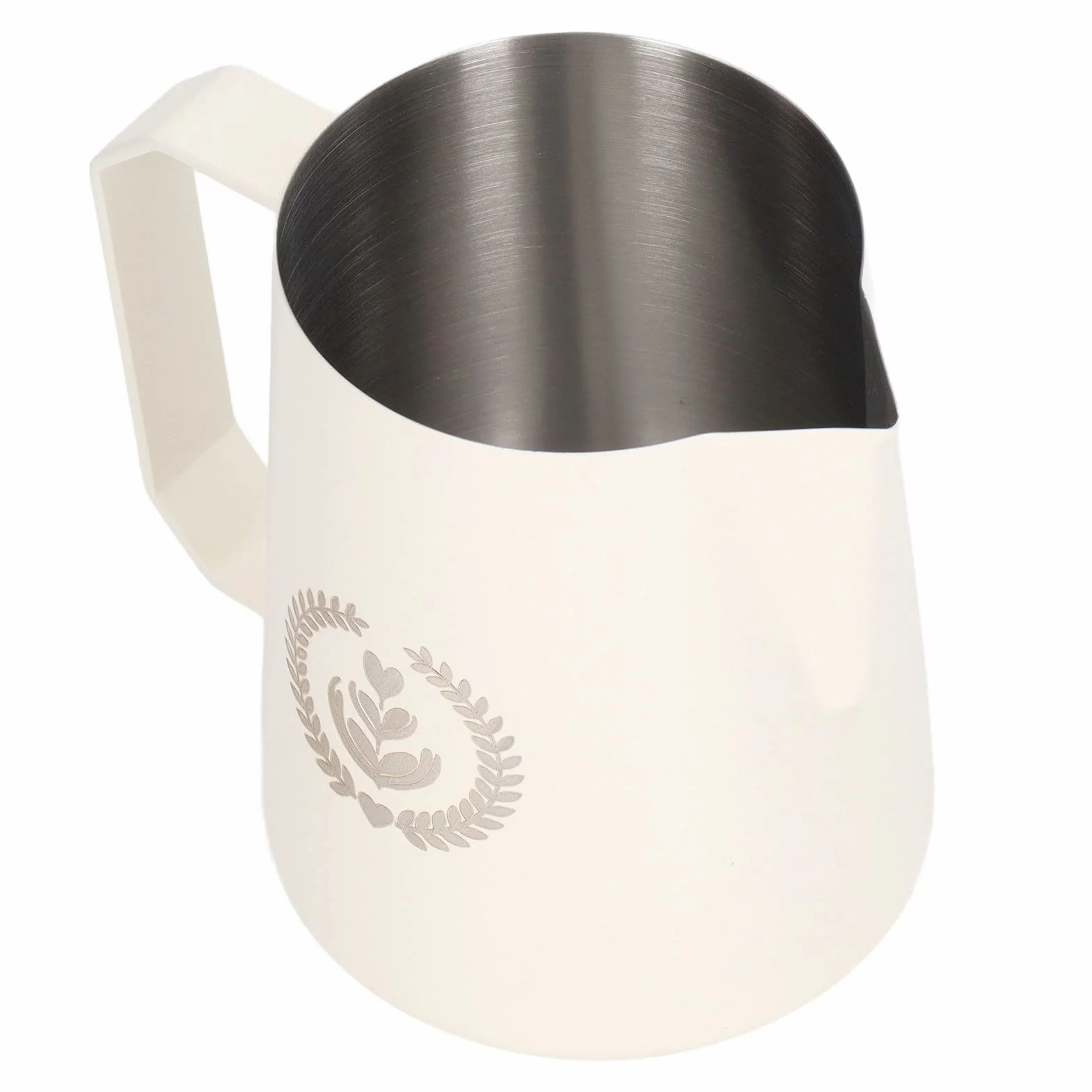 Jarra de espuma de leche de acero inoxidable para café, 450 ml (beige mate)