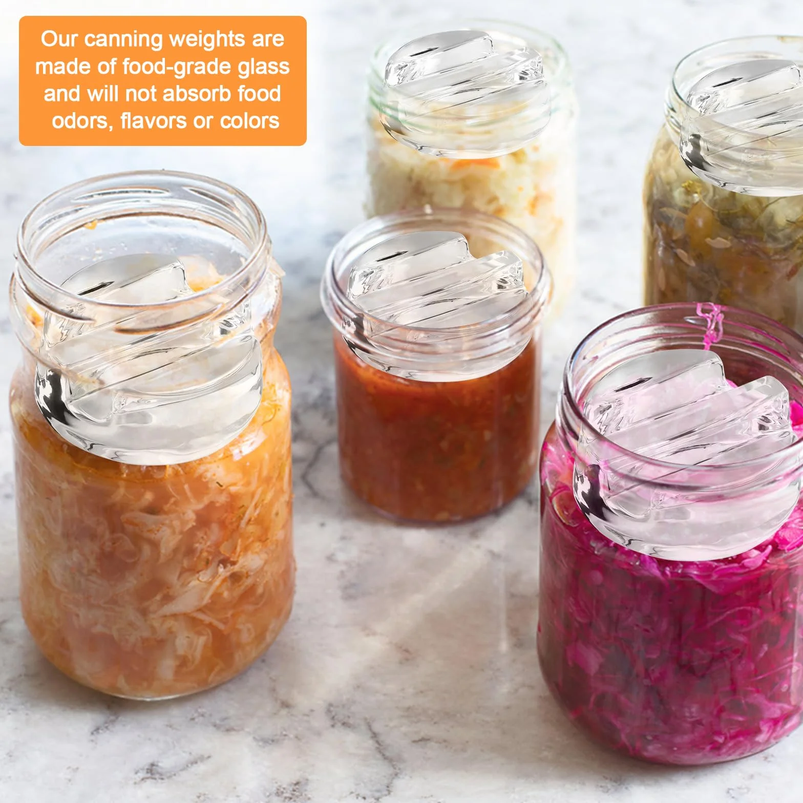 4 Piezas Pesos de Fermentación, Pesos de Vidrio de Fermentación, Pesas de Fermentación de Vidrio Ø 7 cm para Chucrut, Kimchi, Pepinos