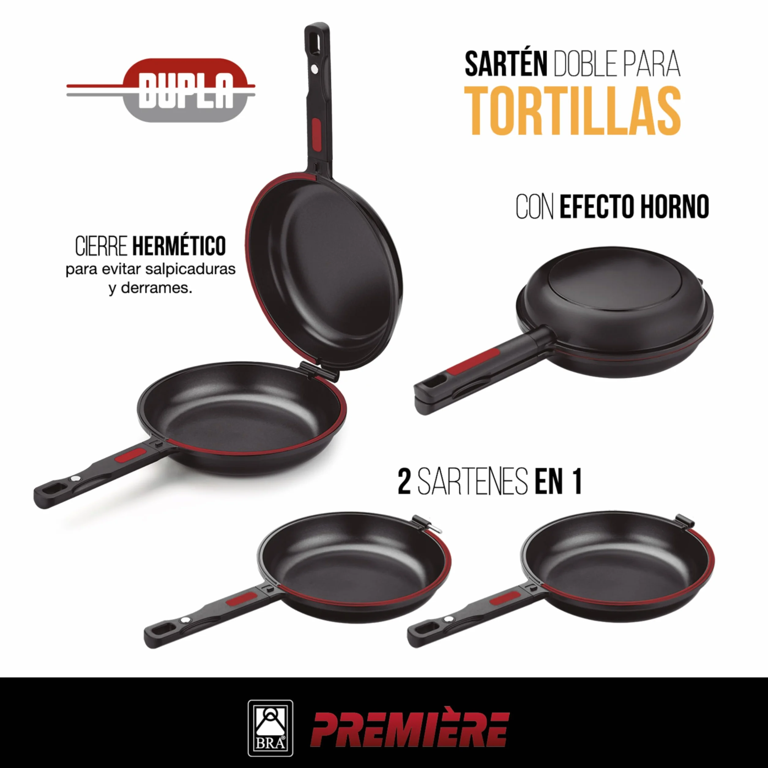 Sartén Doble para Tortilla de Patatas 24 cm Aluminio Fundido Triple Capa Antiadherente sin PFOA