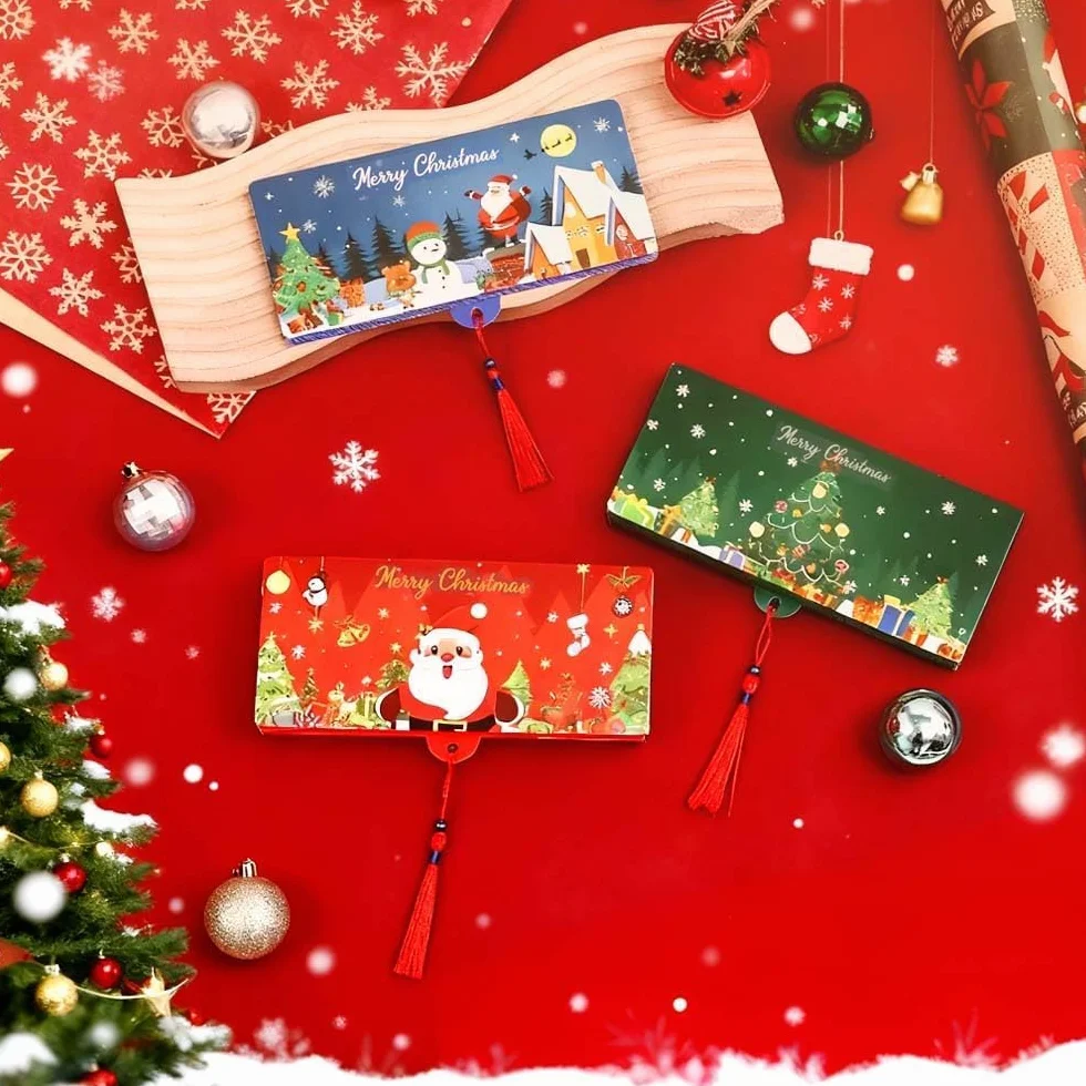 Genérico sobre para Regalos en Efectivo de Navidad, sobre para Dinero en Efectivo Premium DIY con 10 Ranuras, Sobres Sorpresa para Dinero (Multicolor-3 Piezas)