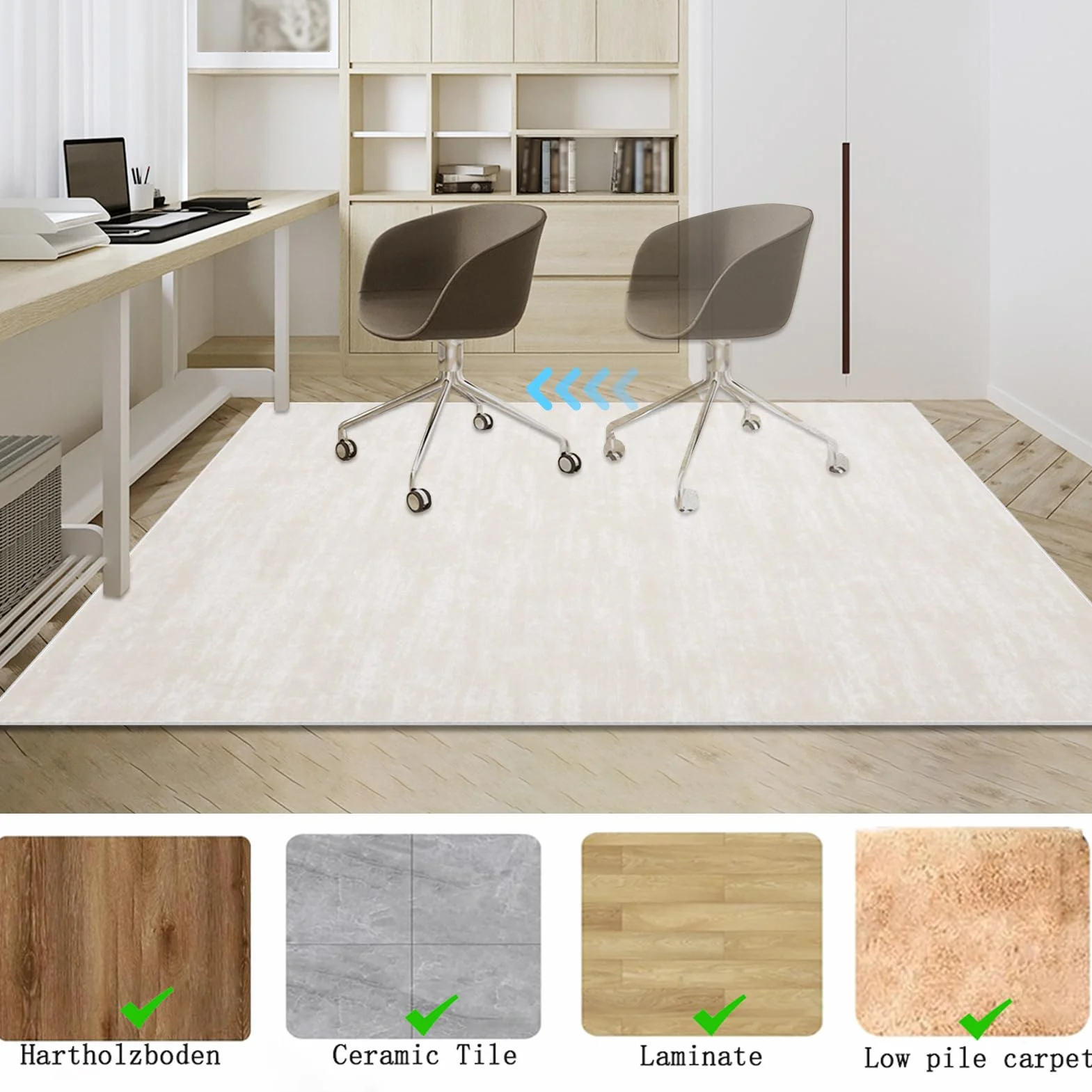 Protectora para Silla de Oficina, Alfombra para Silla de Oficina para Suelos Duros Alfombrilla Protector Suelo Silla Ruedas, Alfombra Gaming Suelo, Alfombrilla de Escritorio para Parquet 140 x 160 cm