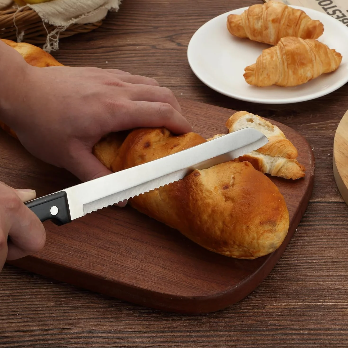 PARENCE.- Cuchillo de Pan/Cuchillo de Cocina de Acero Inoxidable con Filo Dentado y Mango Ergonómico -30cm
