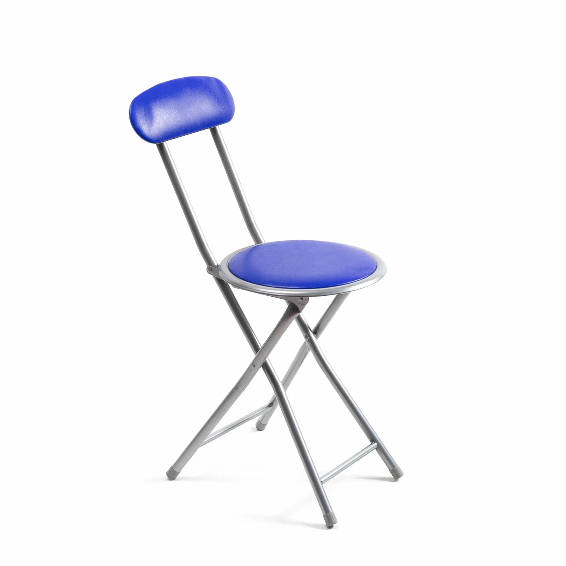 THE SECRET HOME - Pack de 1, 2, 4 y 6 Sillas Plegables de Cocina - Alto. 74 cm x Diámetro. Ø30 cm - Asiento Auxiliar para el Hogar (1, Azul, Al. 74 cm x D. Ø30 cm)