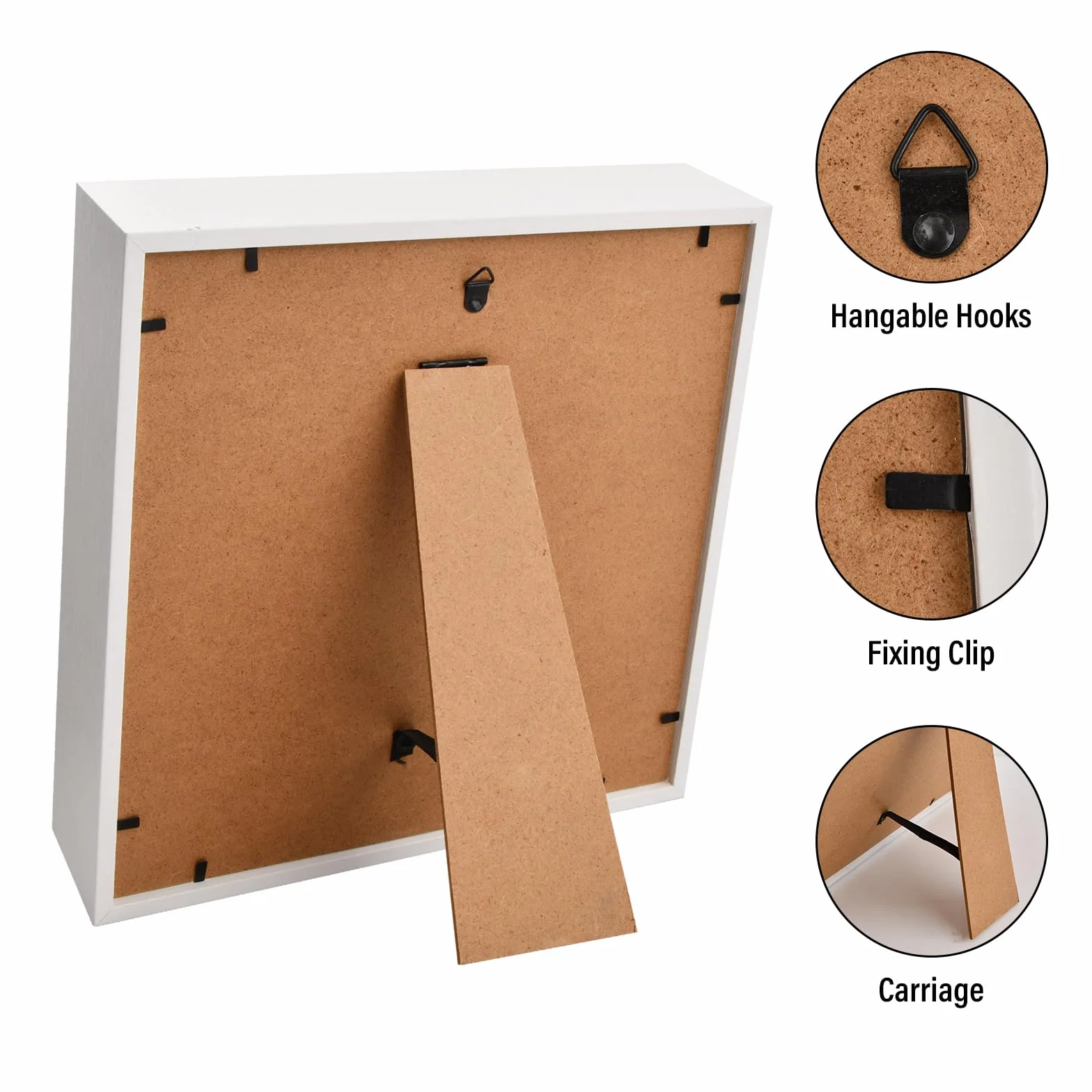 Marcos con Profundidad, Marco de Fotos de Caja de Sombra 3D para Mesa y Pared, Marcos para Cuadros 3D, Cuadro Vitrina para Medalla Recuerdo Flor Manualidades (27x27cm, Blanco)