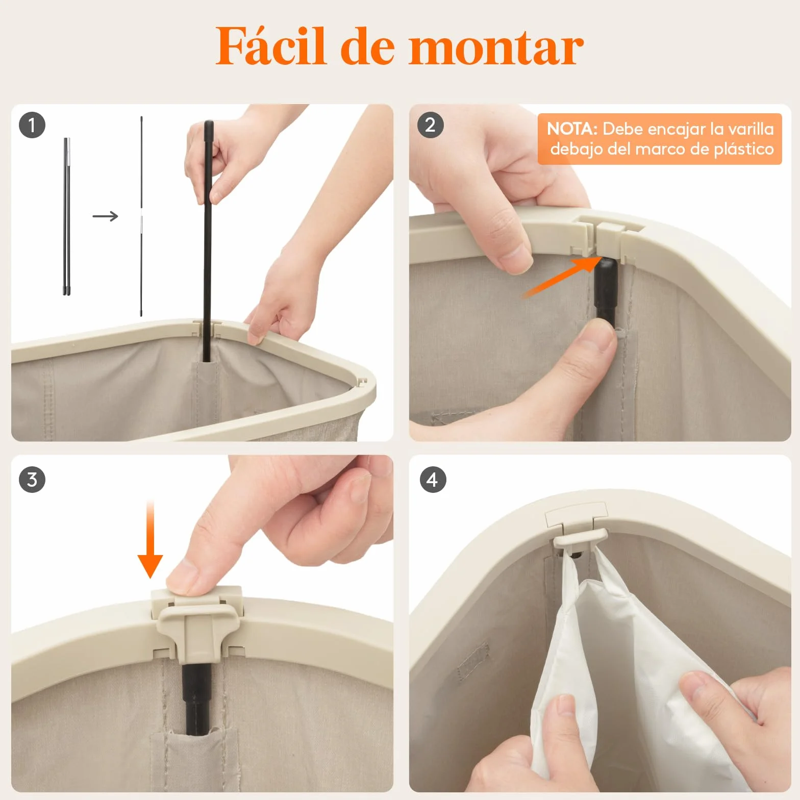Lifewit Cesto Ropa Sucia, Cesta Ropa Plegable con Bolsa Extraíble y Asa, Cubo Ropa Sucia con Tapa, Laundry Basket para Dormitorio, Baño, Lavandería, Dormitorio, 105 L, Beige