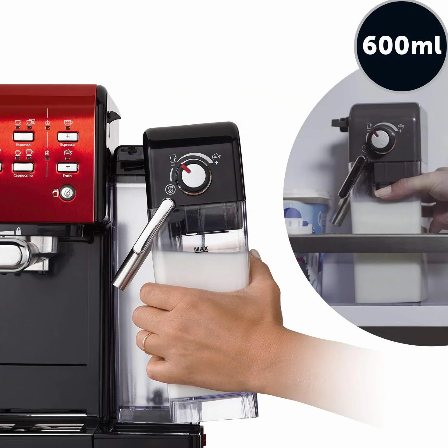 Breville Prima Latte II Espresso | Cafetera para latte y capuchino | Bomba profesional de 15 bares y espumador | Rojo [VCF109X]