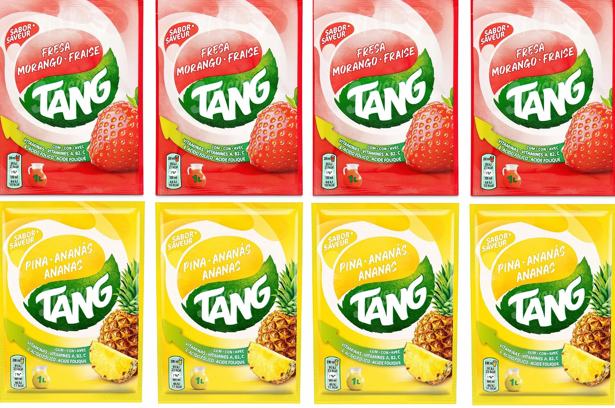 Tang Bebida en polvo pack 8 sobres Fresa y Piña